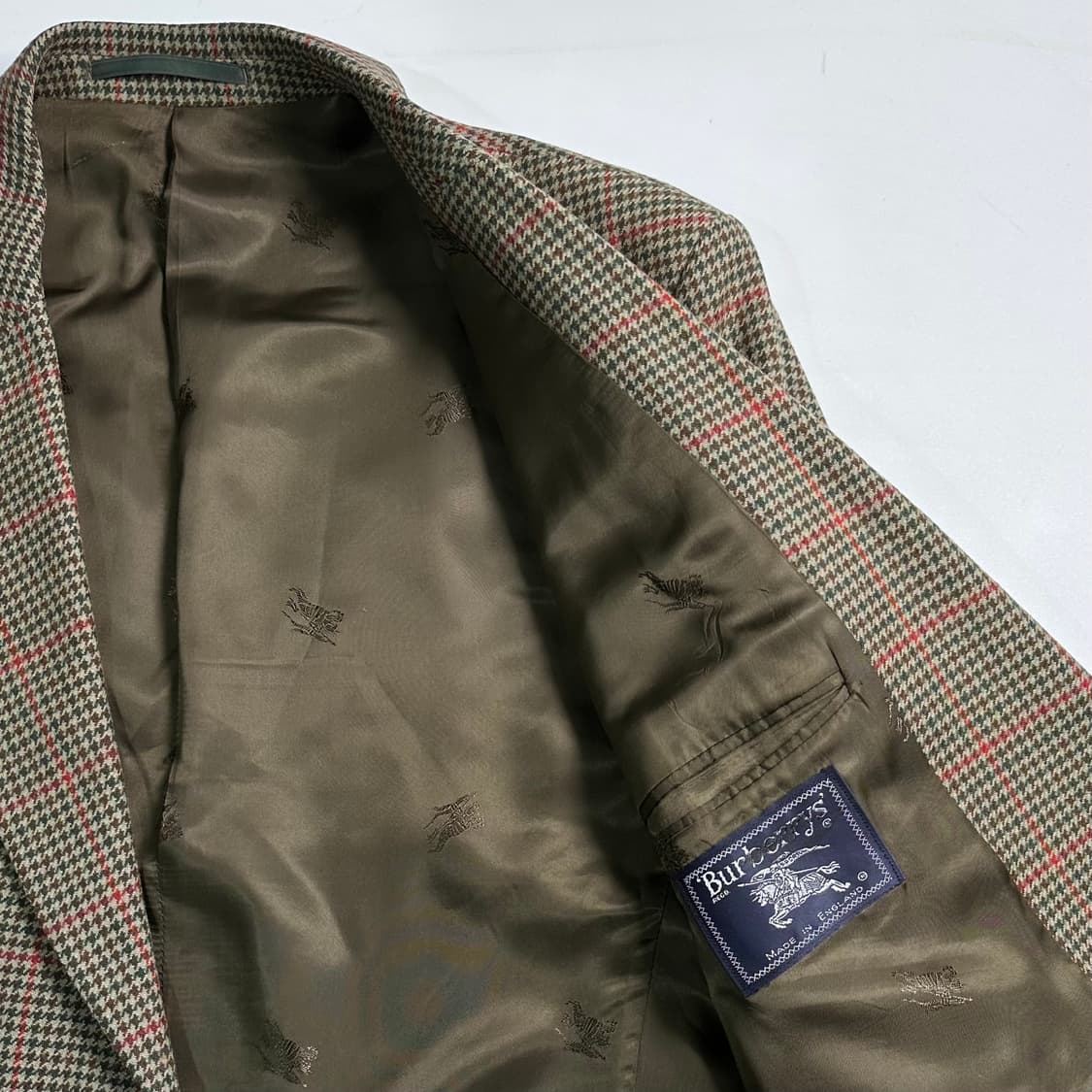 90s 버버리 건클럽체크 울 블레이저 자켓 상품이미지4