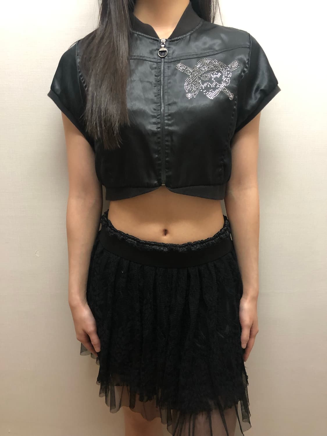 빈티지 mlb 블랙 스컬 크롭 점퍼 상품이미지5