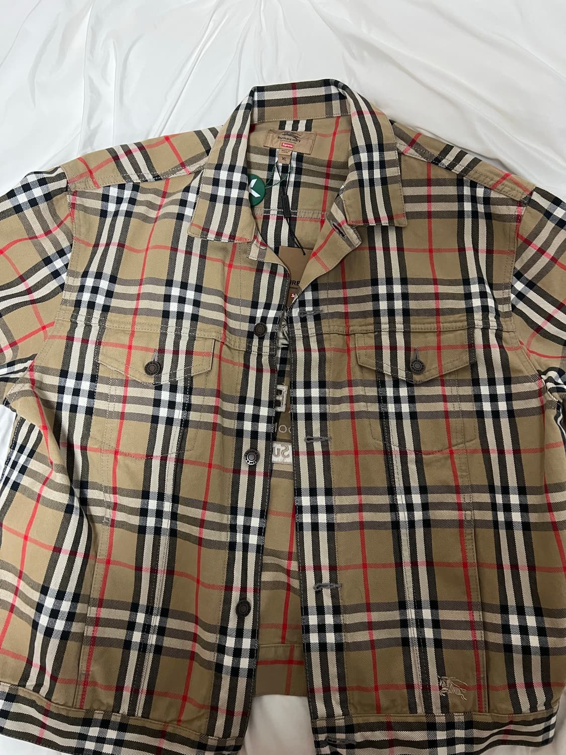 슈프림X버버리 셔츠 체크 자켓 L 크림판 상품이미지1