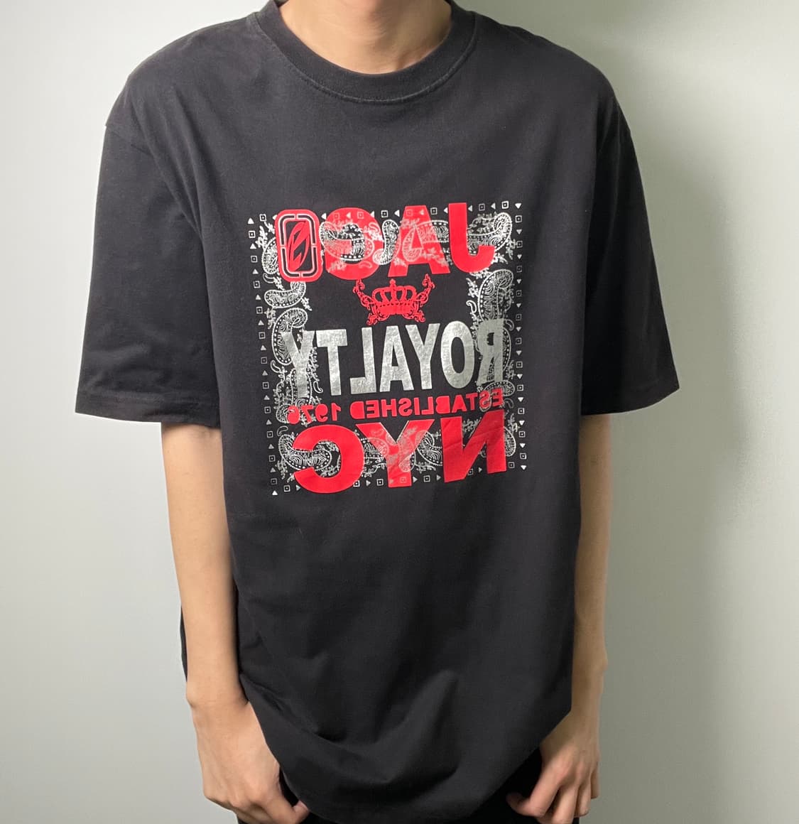 vtg 빈티지 블랙 프린팅 반팔 티셔츠 2XL 상품이미지3