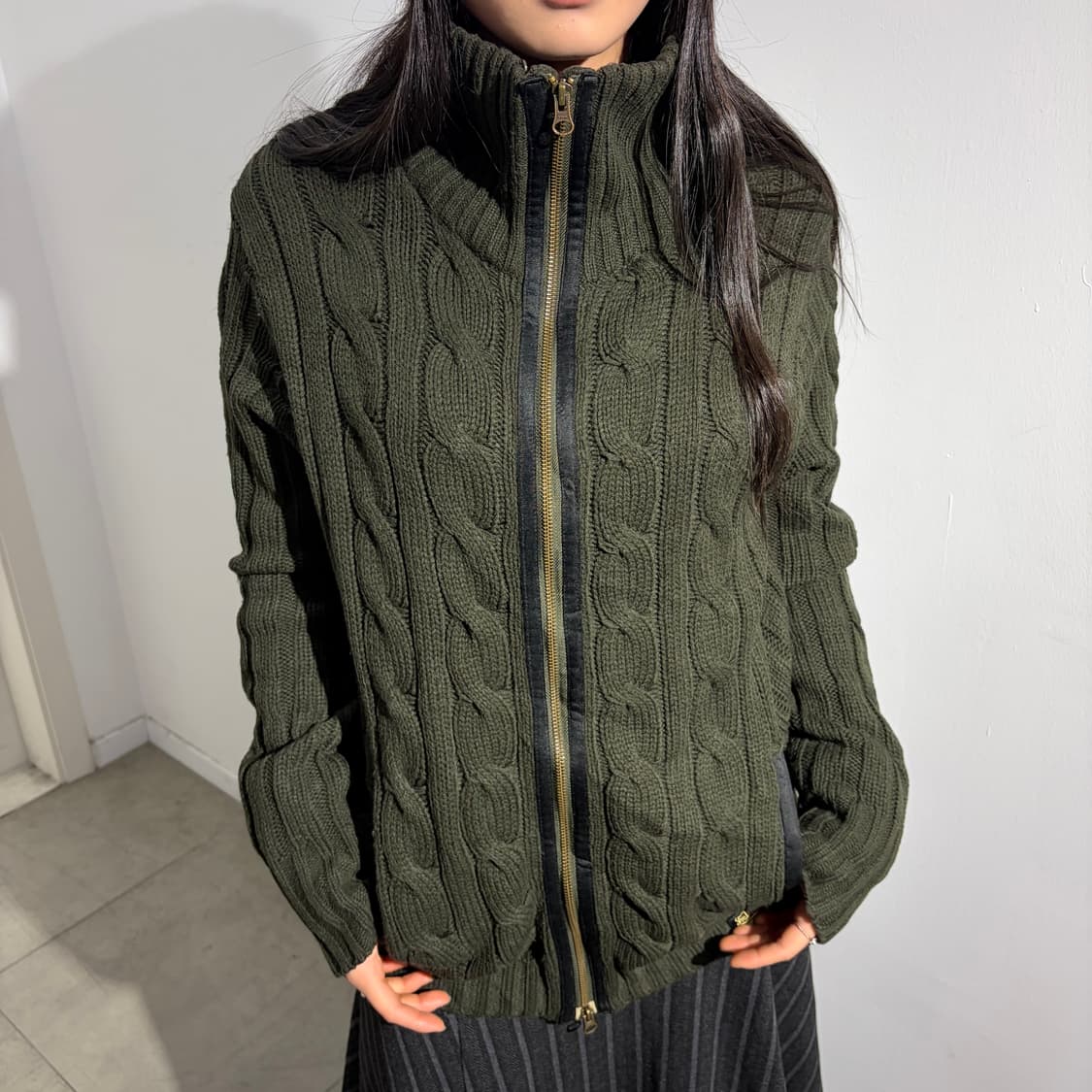 본더치 y2k 케이블 니트 집업 자켓 상품이미지3