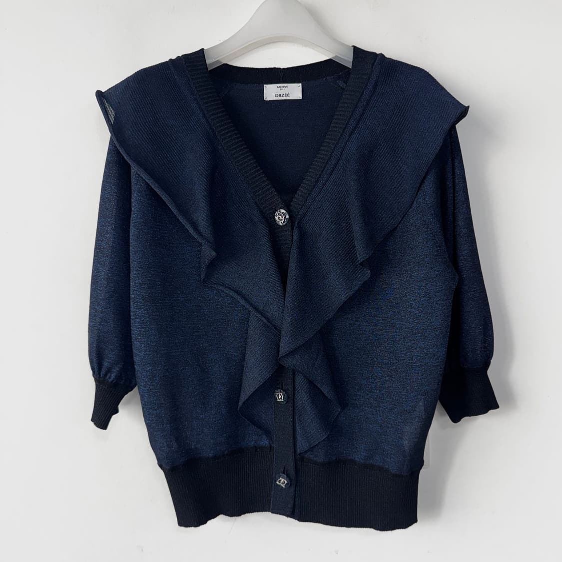 오브제 글리터 프릴 니트 가디건 상품이미지1