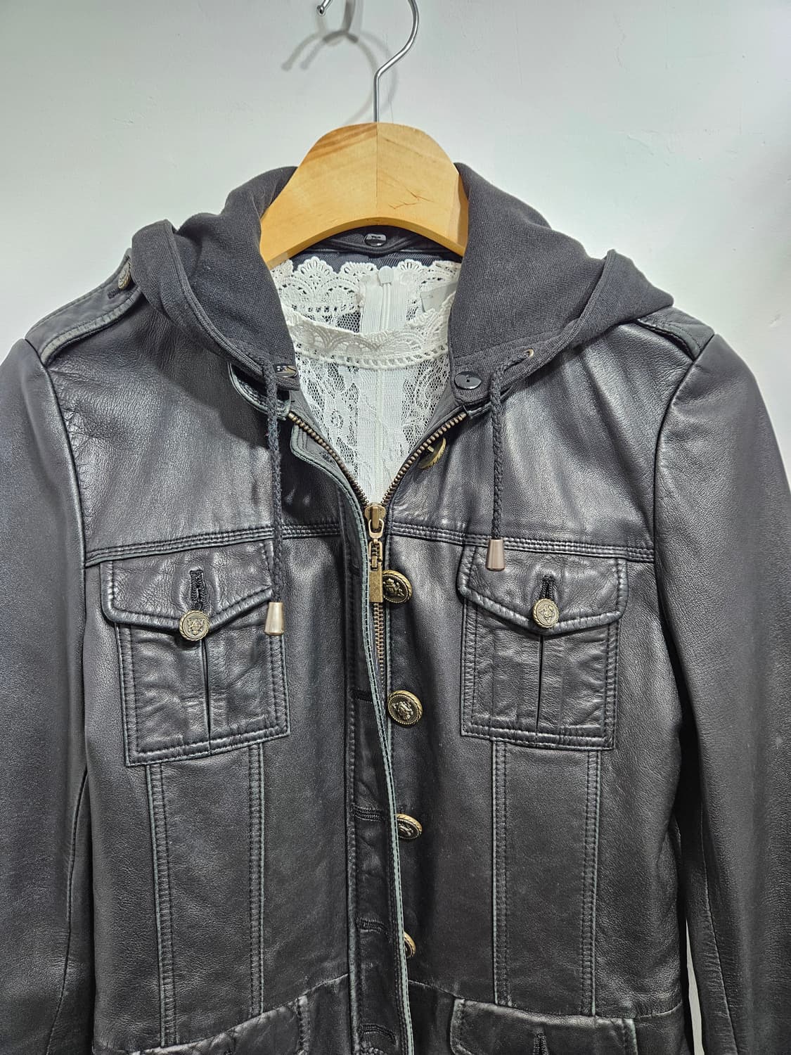 후드 탈부착 양가죽 자켓 상품이미지2