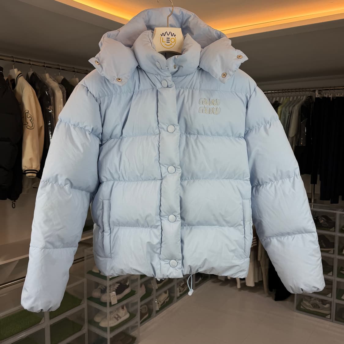 [리오브] 미우미우 테크니컬 폰지 후드 다운 자켓 패딩 상품이미지1