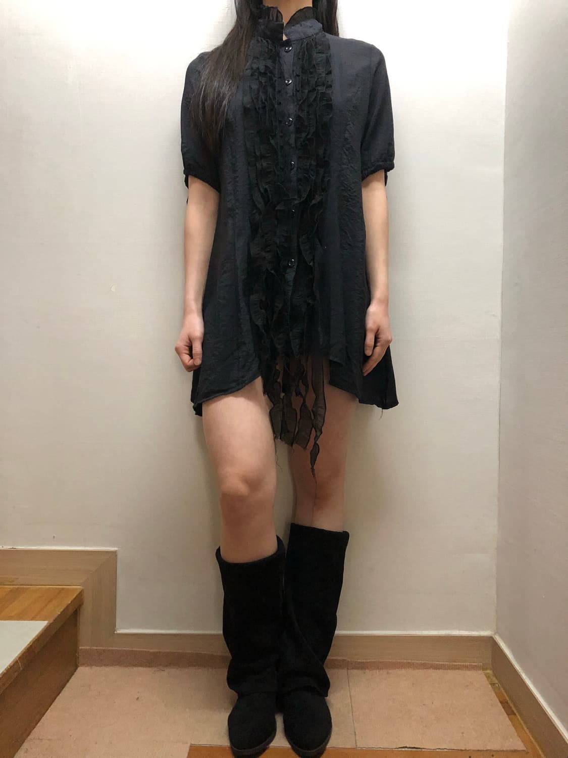 빈티지 블랙 프릴 미니 원피스 상품이미지4