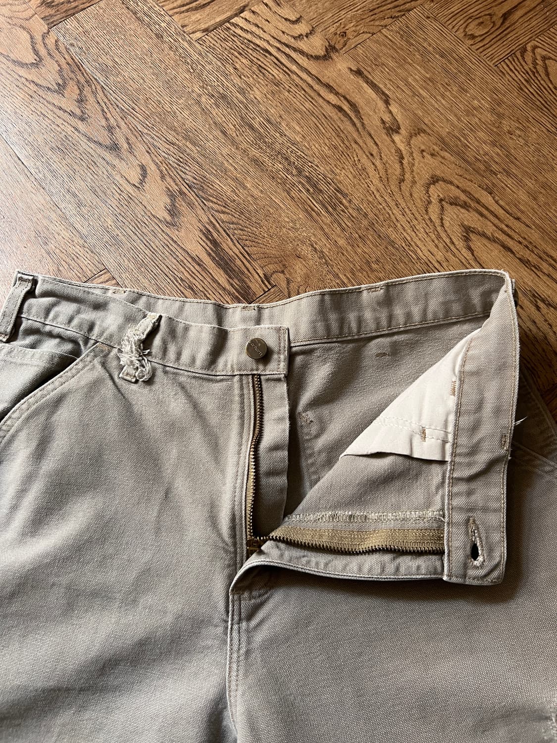 [32]칼하트 USA 빈티지 데미지드 데저트 탄 싱글니 카펜터 워크 팬츠 상품이미지3