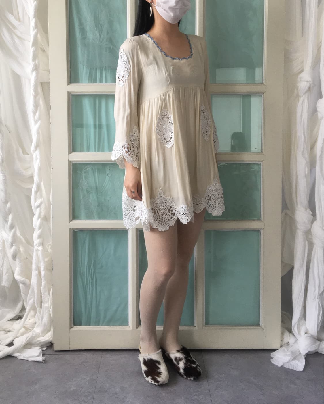 Filet trimming blouse onepiece 상품이미지8