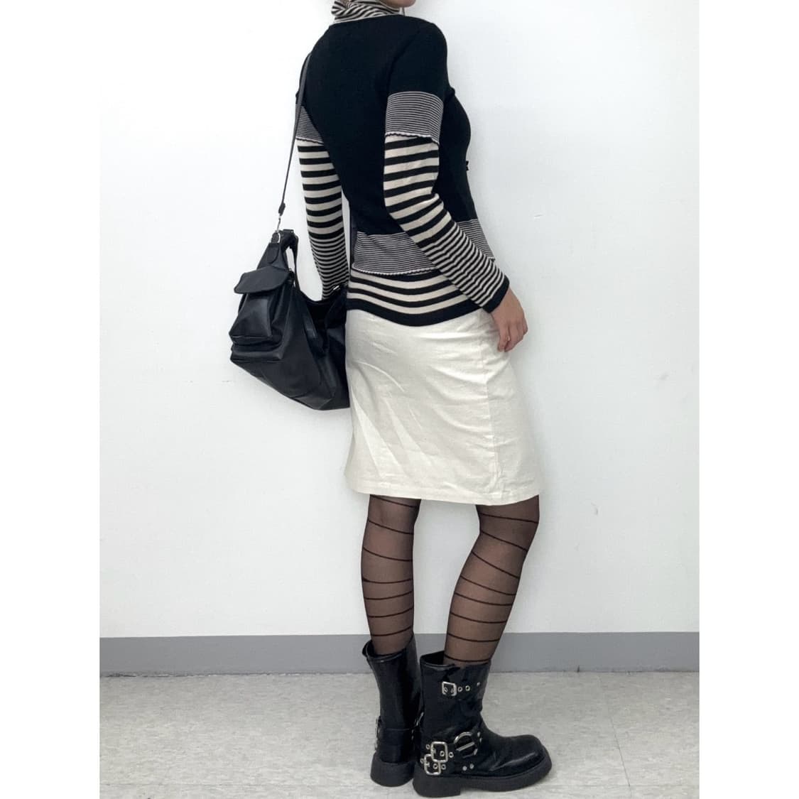 빈티지 아이보리 미디 스커트 상품이미지3