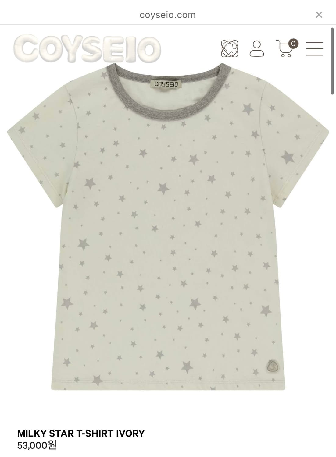 코이세이오 MILKY STAR T-SHIRT IVORY 상품이미지1