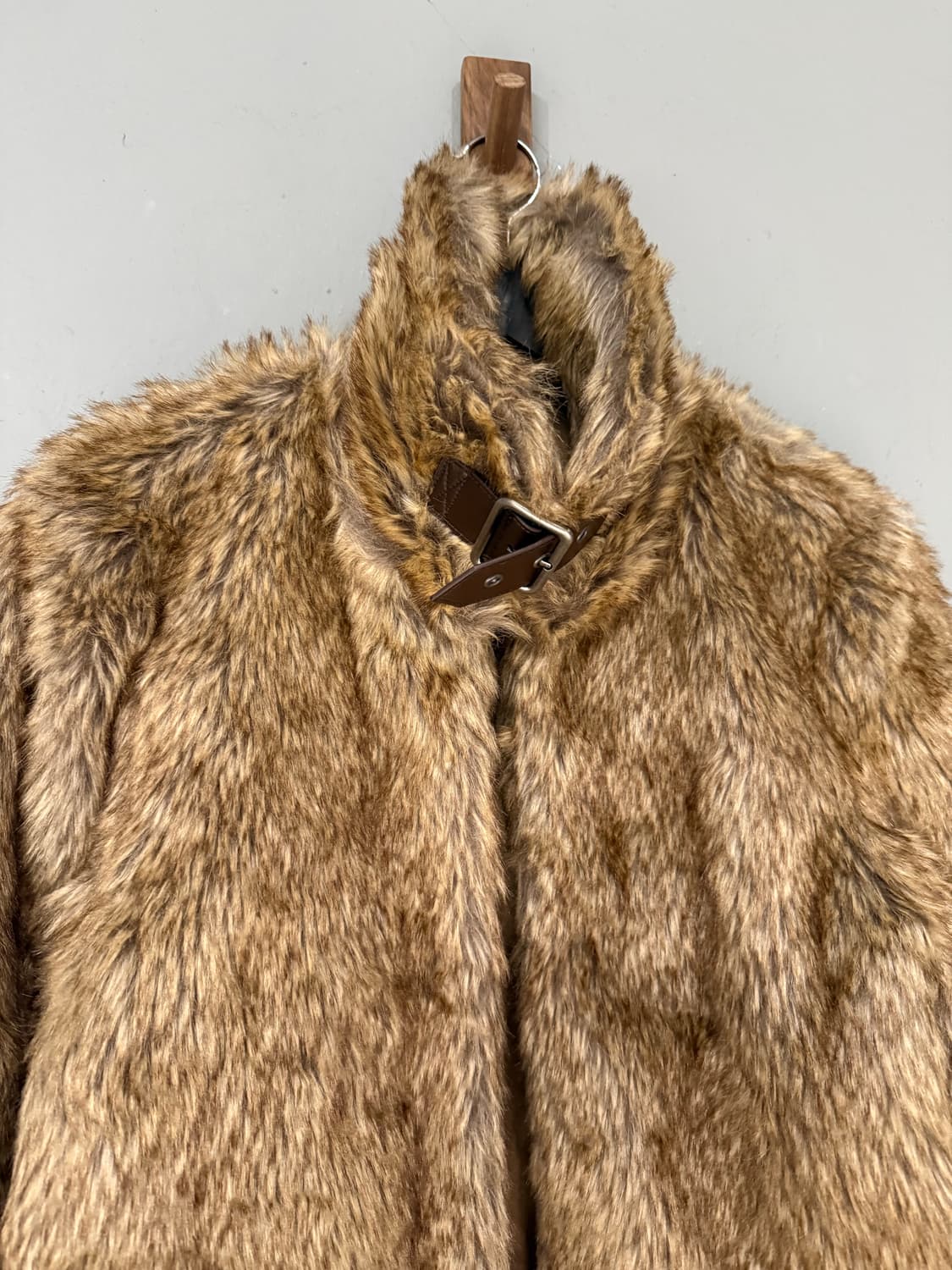 neck buckle point mix color fur jacket 상품이미지6