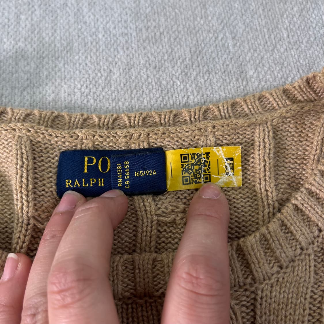 W 95 폴로랄프로렌 신형라벨 꽈배기 베이지 니트 상품이미지4