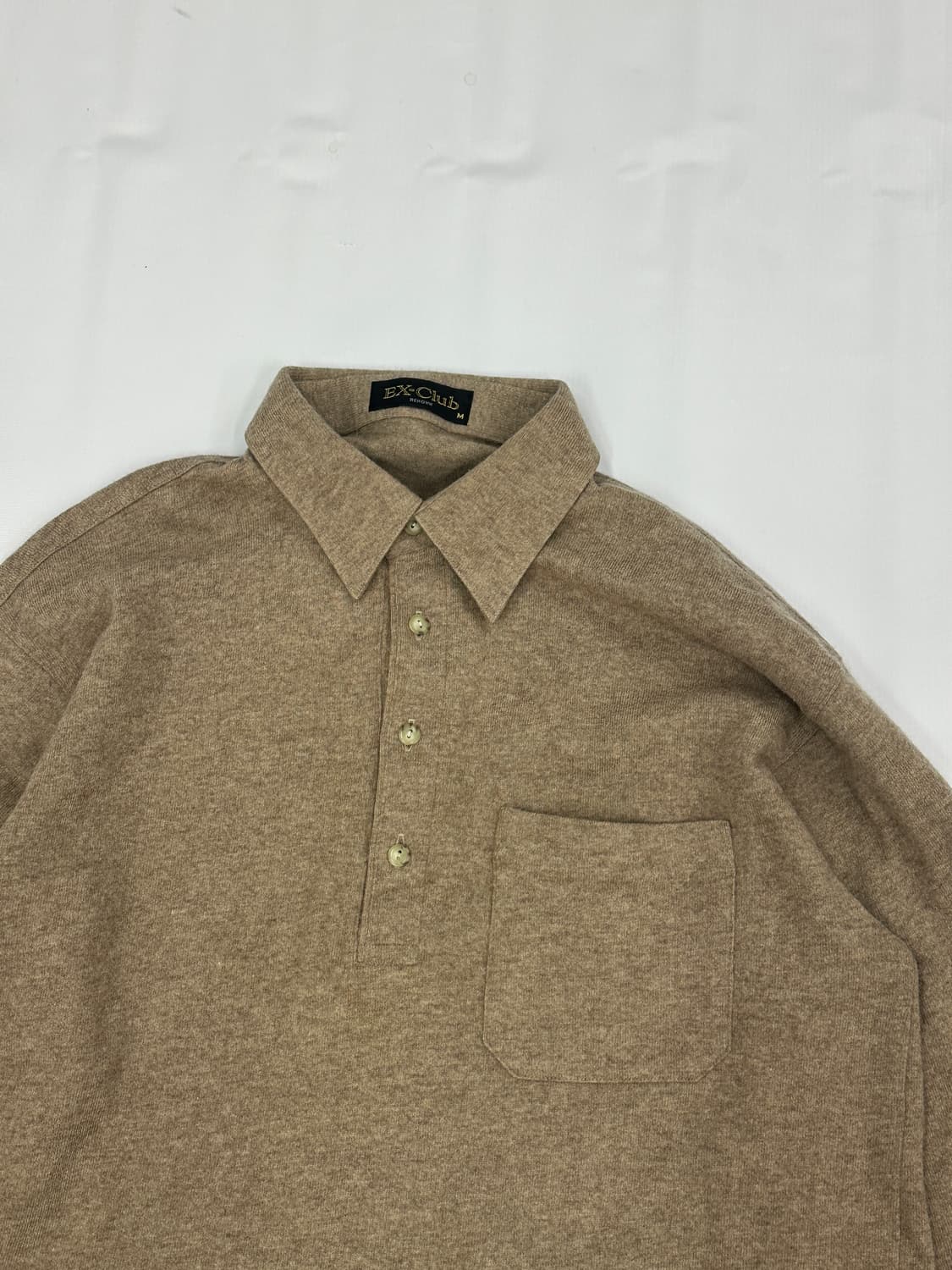 EX-Club 베이지 카라 핀터깔 베이직 모직 티셔츠 아메카지 보헤미안 상품이미지5