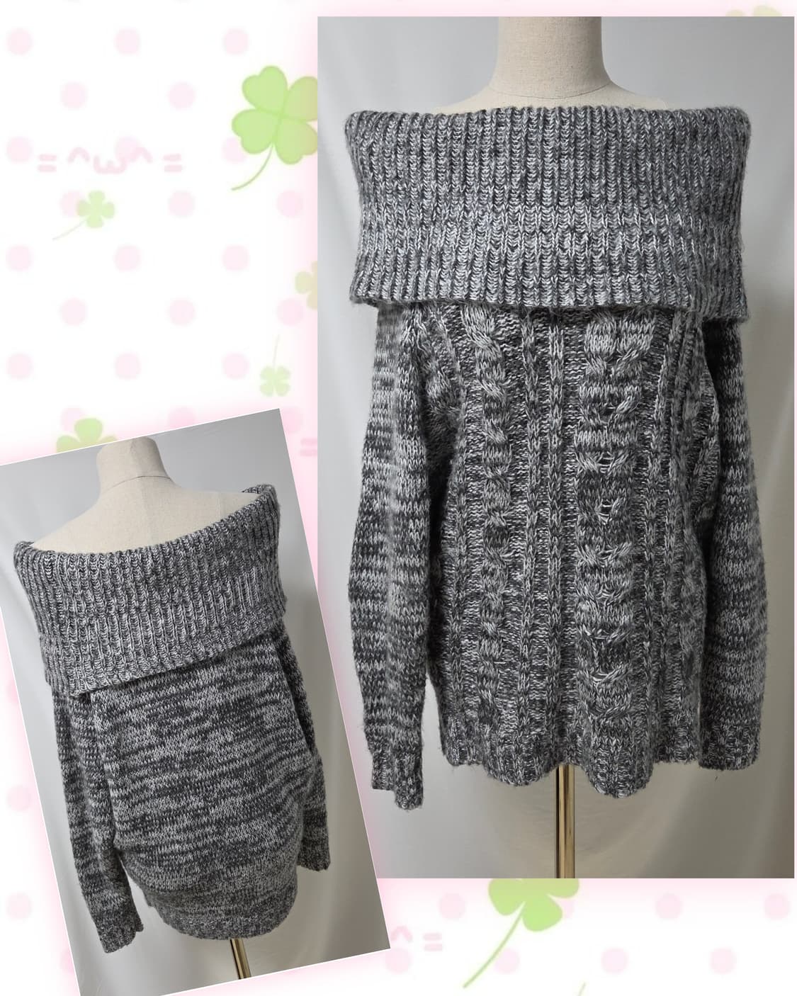 PUMPKIN 챠콜 오레오 보카시 오프숄더 니트 상품이미지4