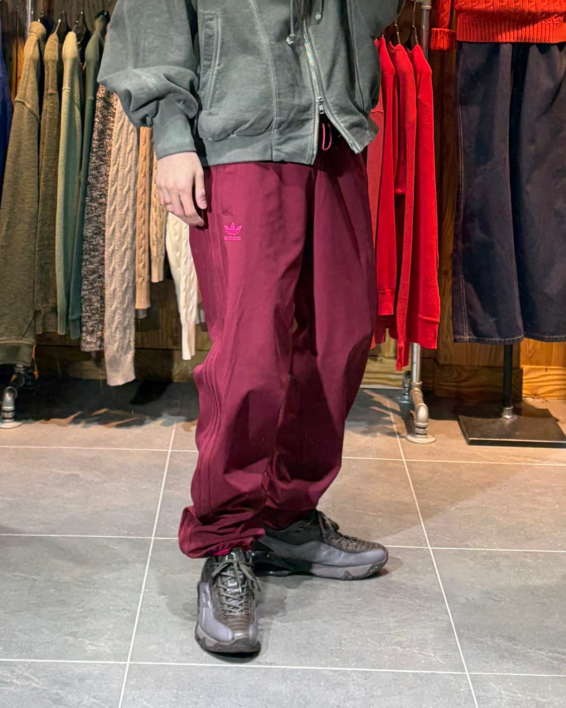 XL 아디다스 파이어버드 버건디 나일론 조거팬츠 상품이미지1