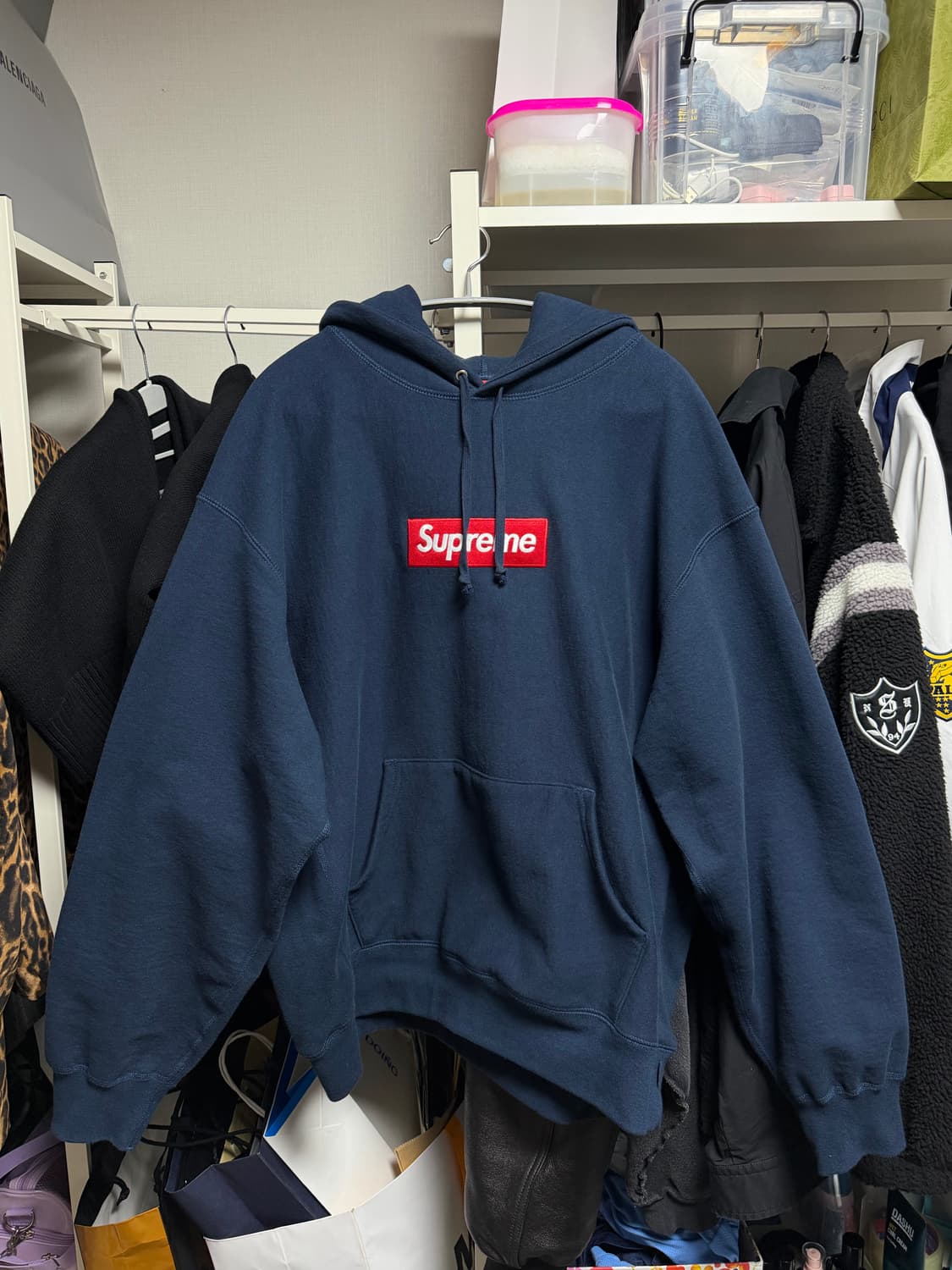 슈프림 박스로고 후드 네이비 L 사이즈 (100~105) 24FW 제품 상품이미지1