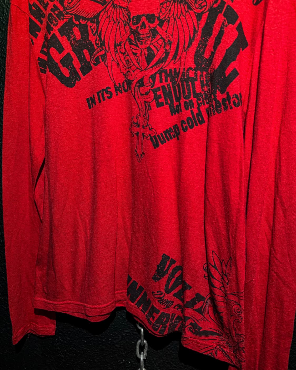 Kiss up Corp – Red Skull Graphic Long-sl 상품이미지4