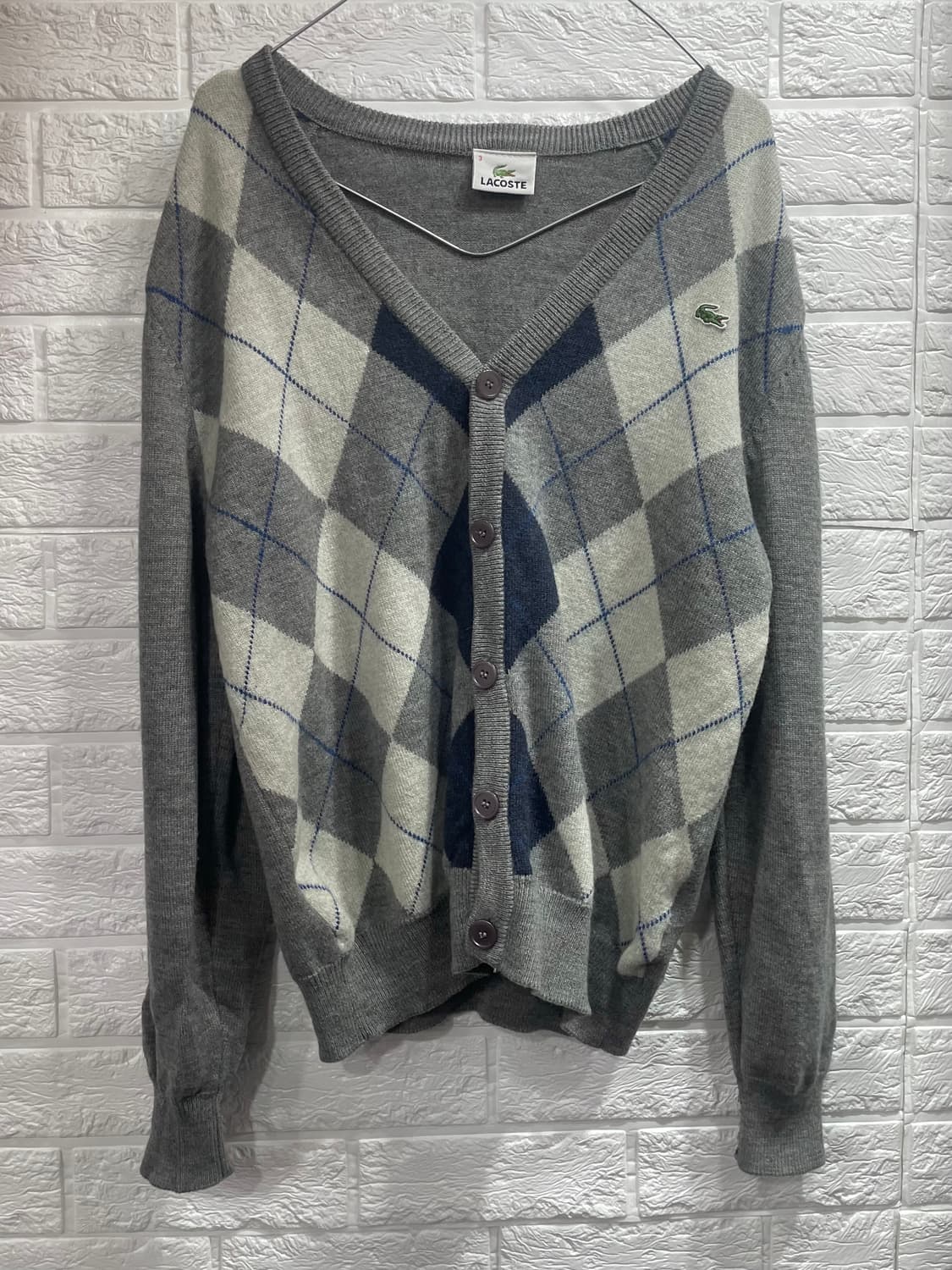 라코스테 아가일 니트가디건 울가디건 울100% 상품이미지1