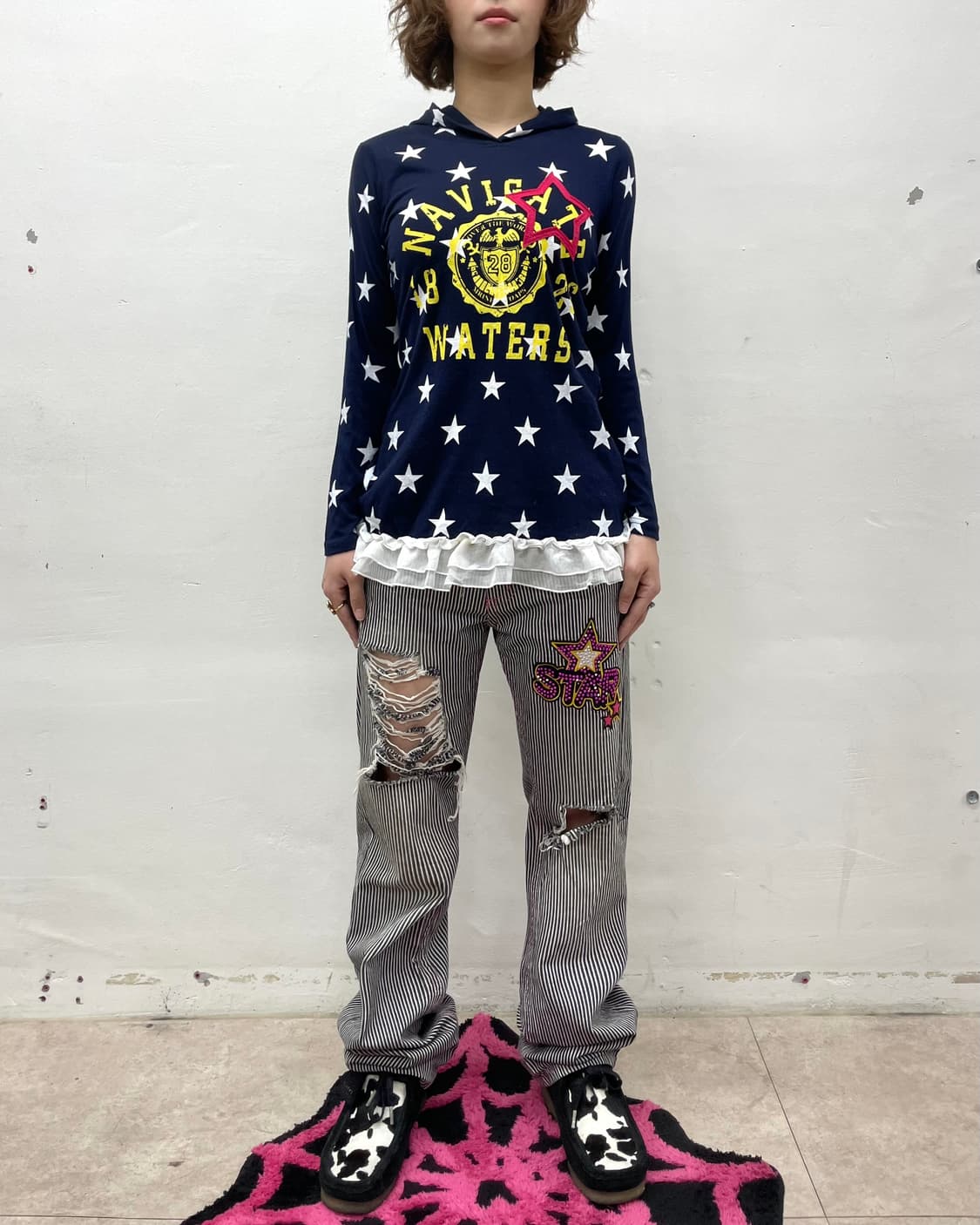 Star Navy lace hoodie 상품이미지4