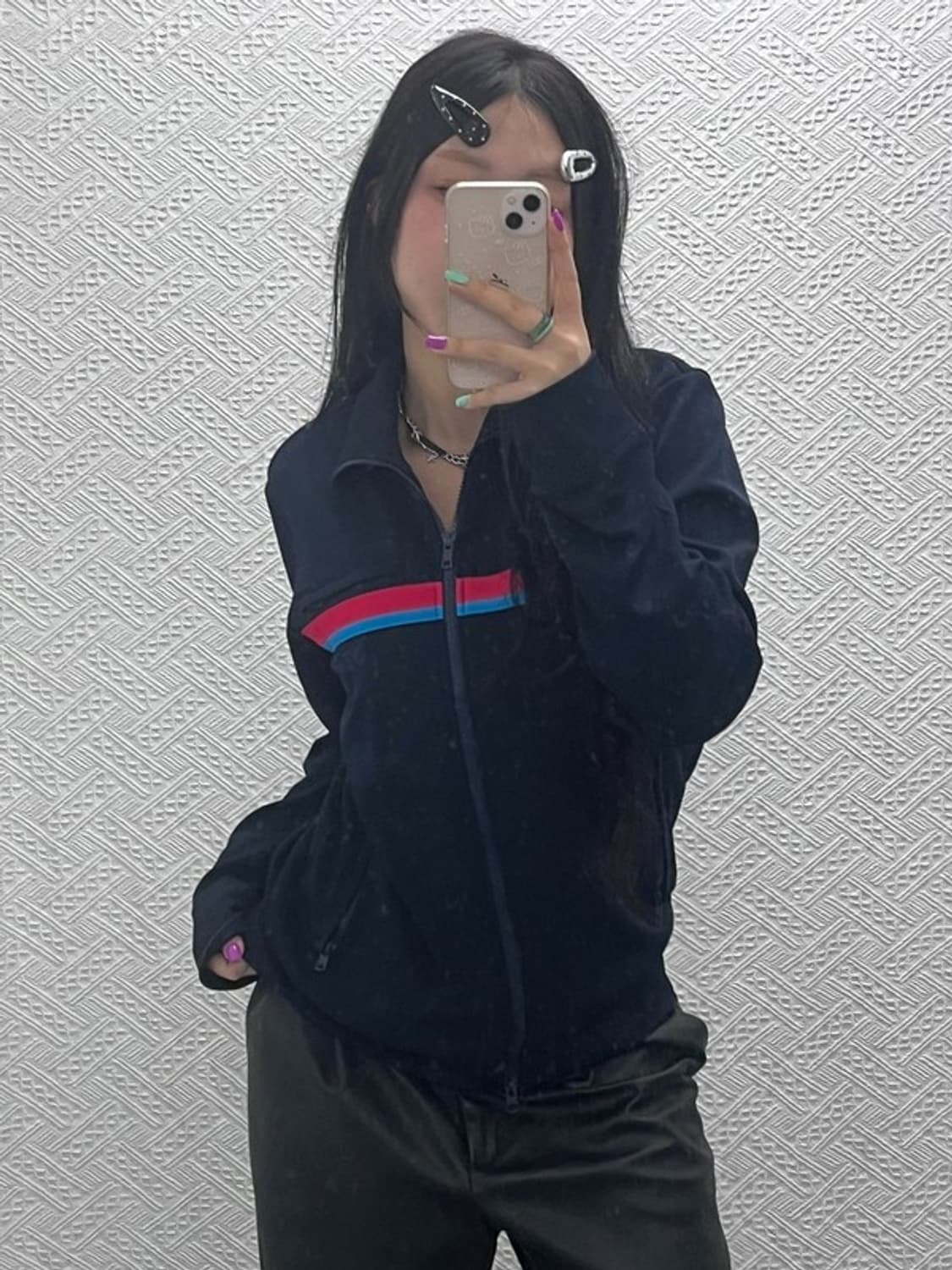 오니츠카 타이거 올드스쿨 배색 라인 져지 집업 100 C06999 상품이미지2