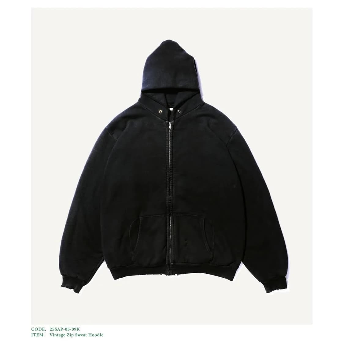 [3] 아프레쎄 25ss 빈티지 후드 집업 블랙 상품이미지1
