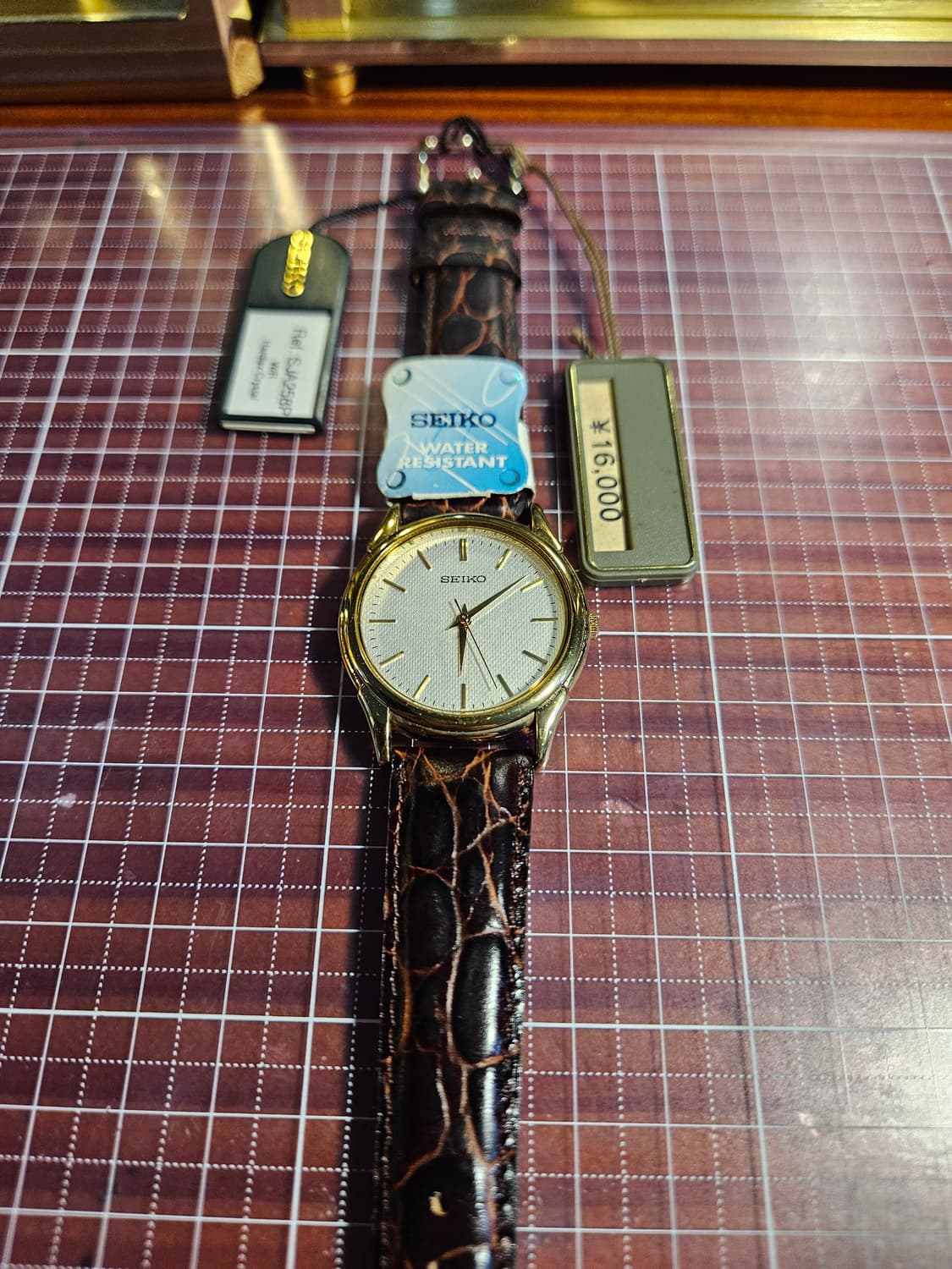 빈티지 세이코 SJA258P 쿼츠 금장 가죽 시계 상품이미지3