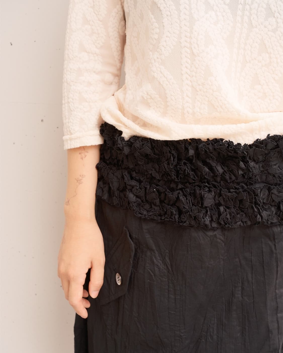 Frill belt pleated wrinkle wrap skirt 상품이미지3