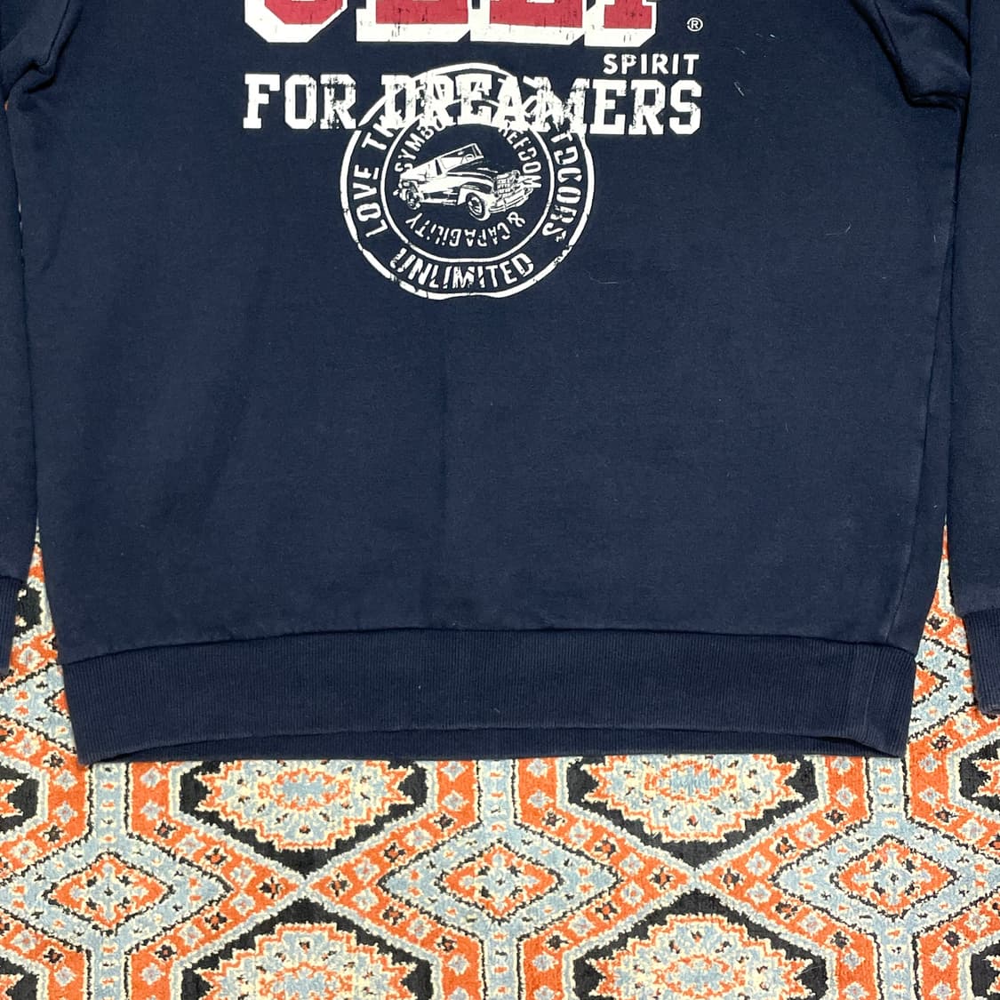 지프 스펠로고 네이비 빈티지 기모 맨투맨 남성XL 상품이미지3