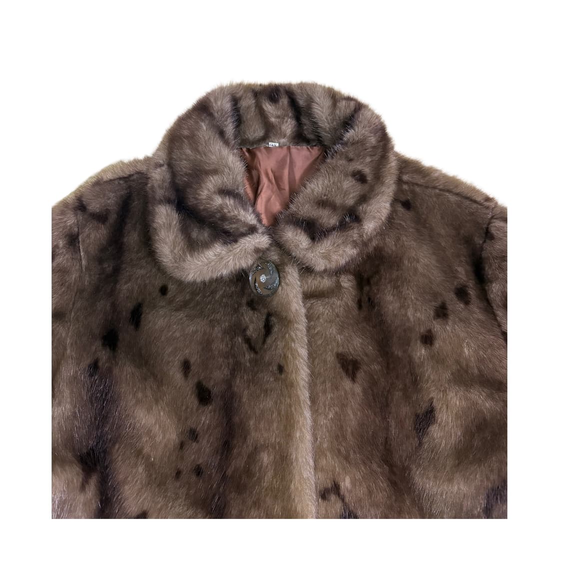 빈티지 브라운 스폿 퍼 코트 상품이미지4