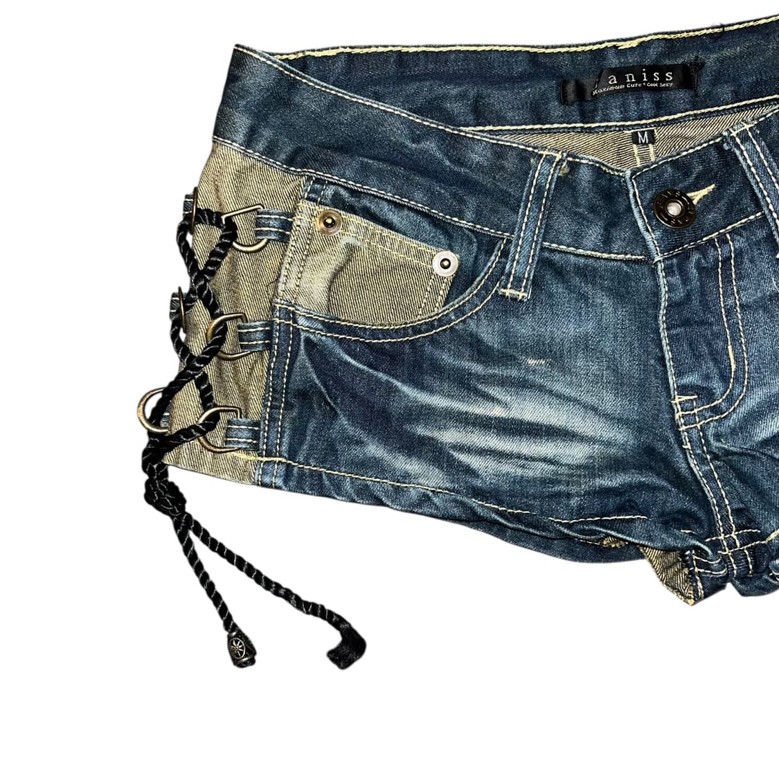 사이드 아일렛 데님숏팬츠 갸루펑크y2k 상품이미지2