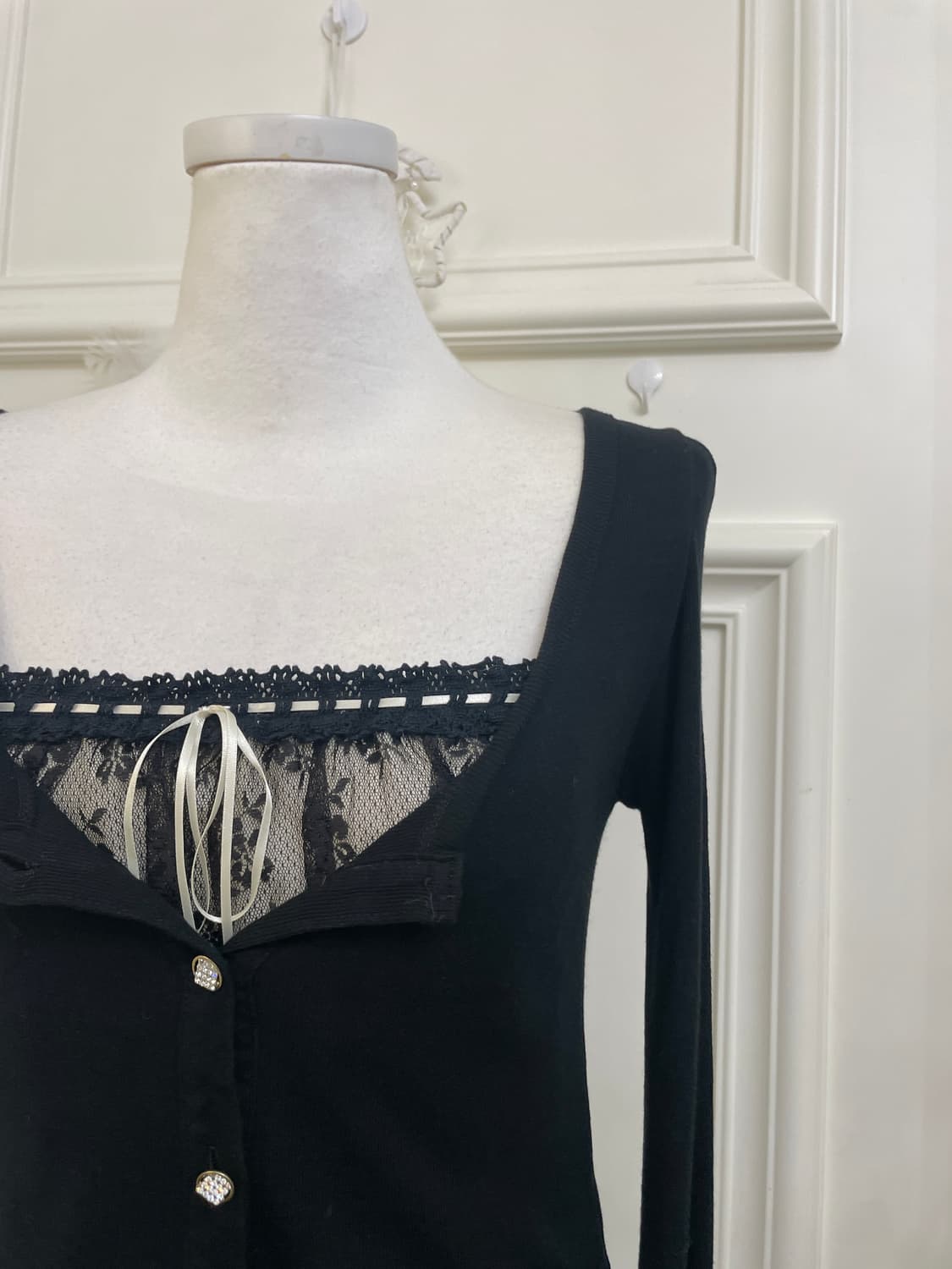 black basic soft cardigan&lace bow fairy 상품이미지6