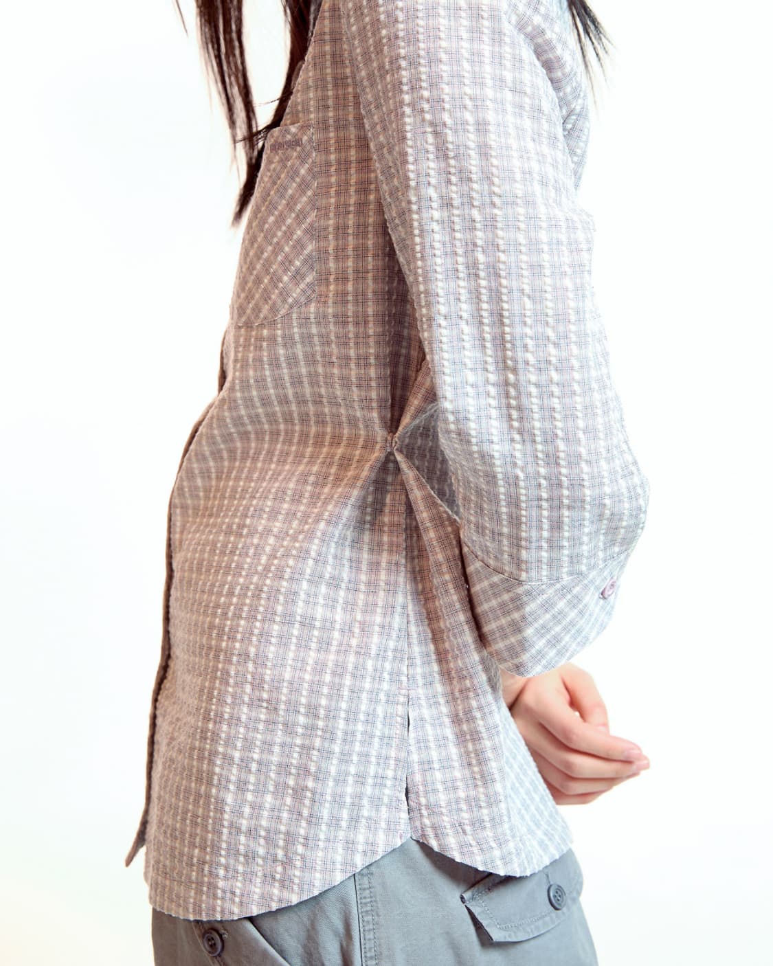 코이세이오 라운드 카라 카프리 셔츠 애쉬 핑크 1 상품이미지3