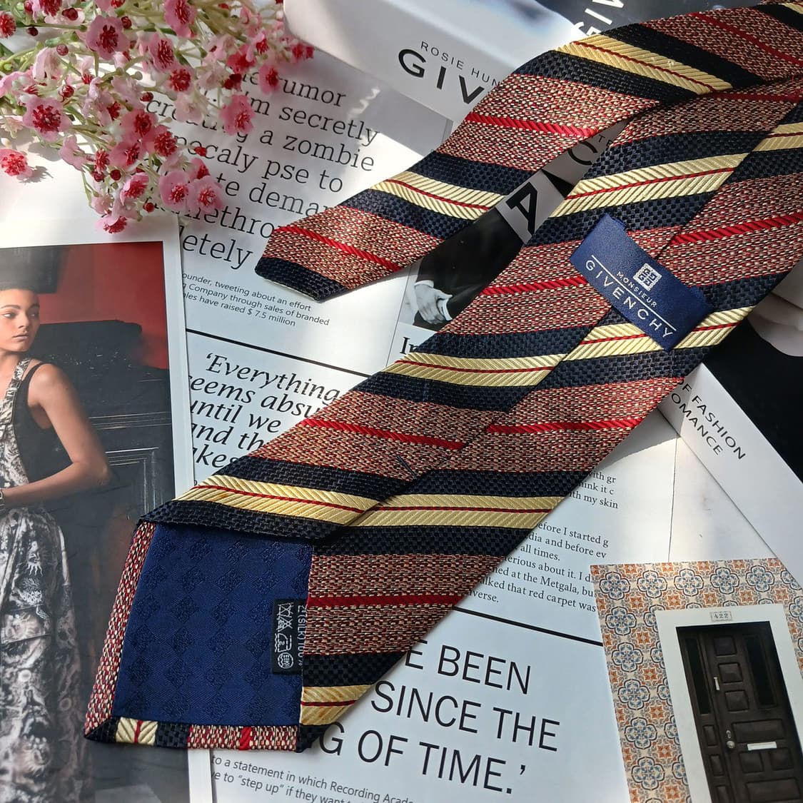 지방시 실크 브라운 스트라이프 넥타이 9.9cm B등급 E857
 상품이미지3