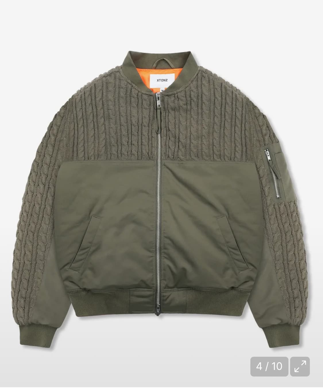 엑스톤즈 니트 믹스 MA-1 자켓 카키 상품이미지2