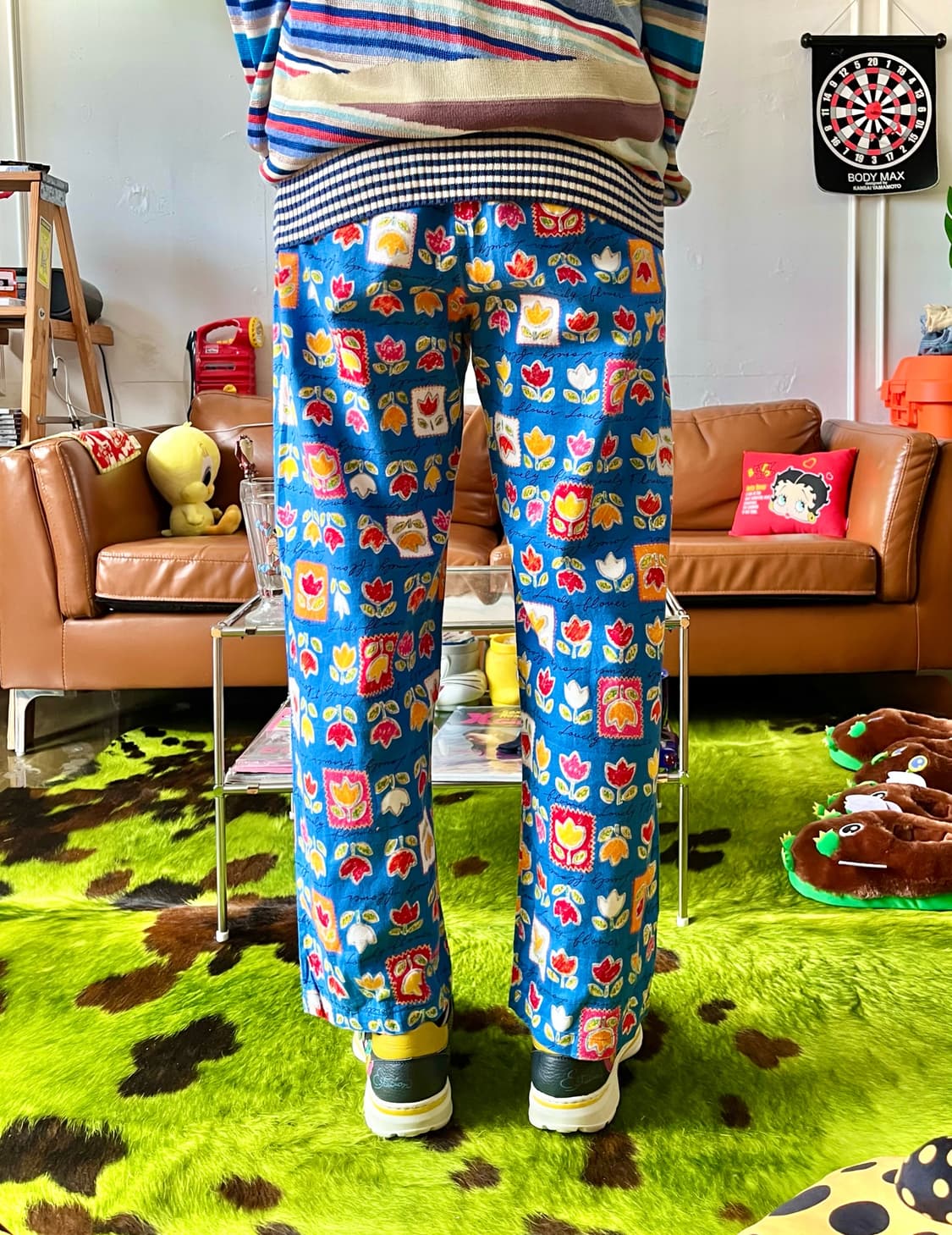 JPN Vintage Floral Art Pattern Pants 상품이미지2