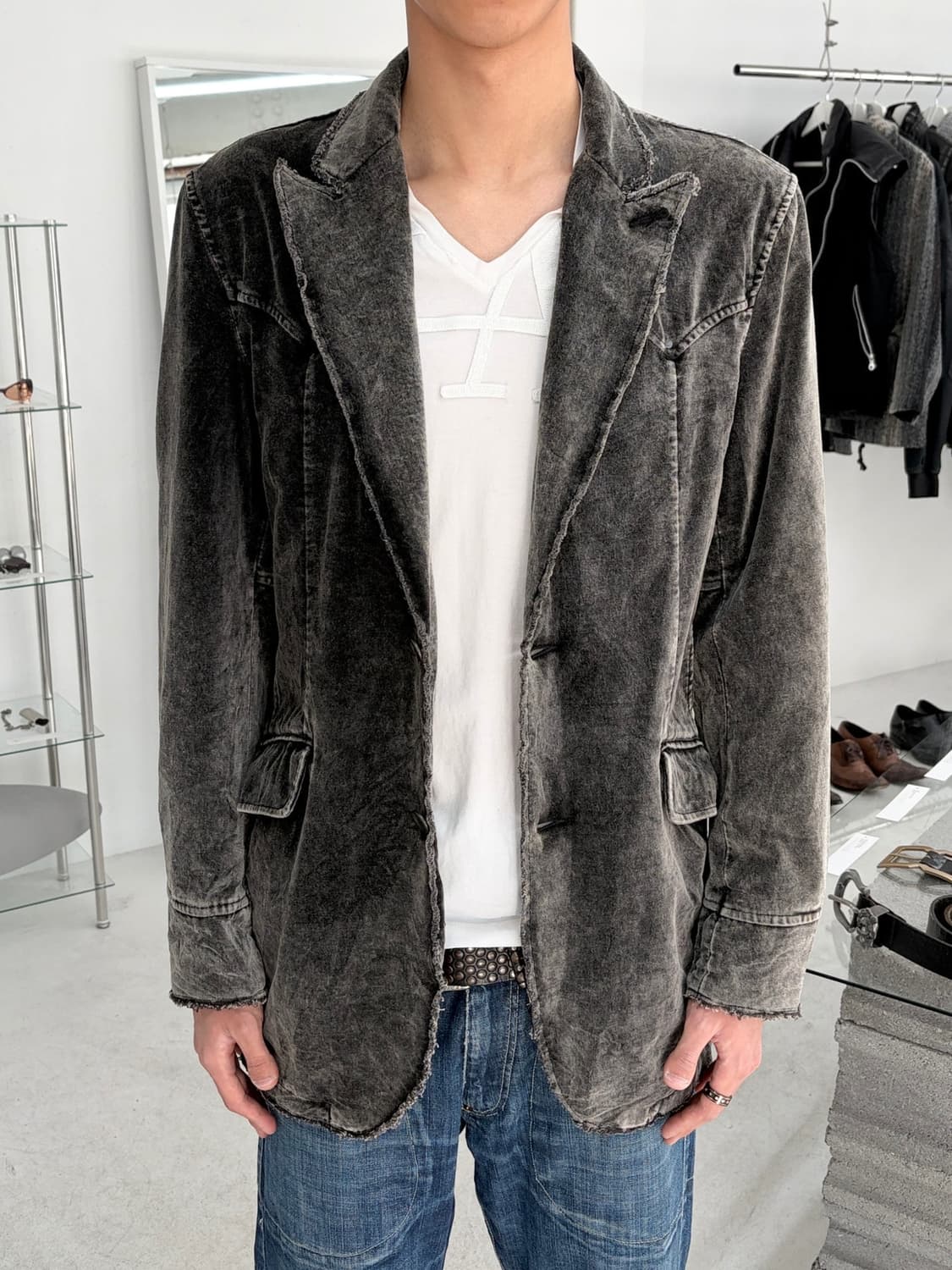 In the attic 그런지 벨루어 블레이저 상품이미지2