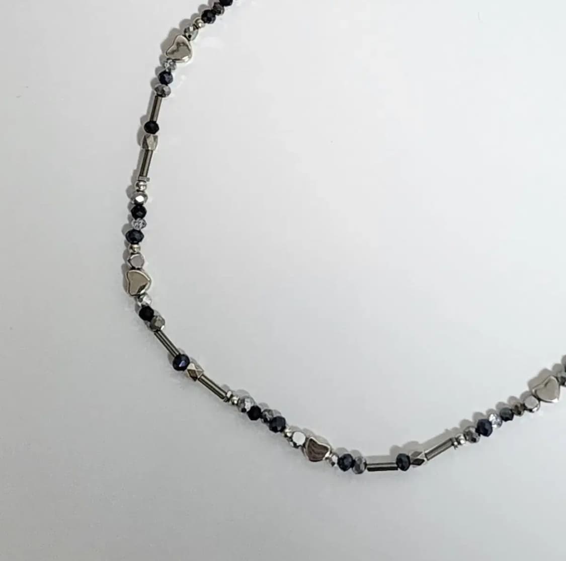 실버 블랙 하트 비즈 목걸이 상품이미지3
