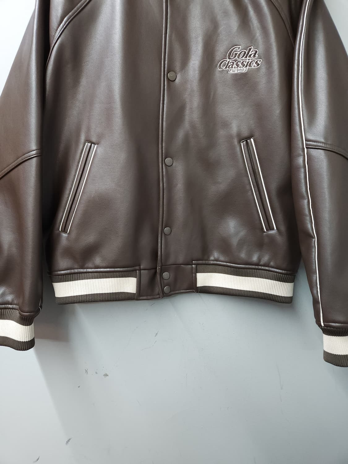 골라 Gola 시네틱 레더 바시티 자켓 상품이미지3
