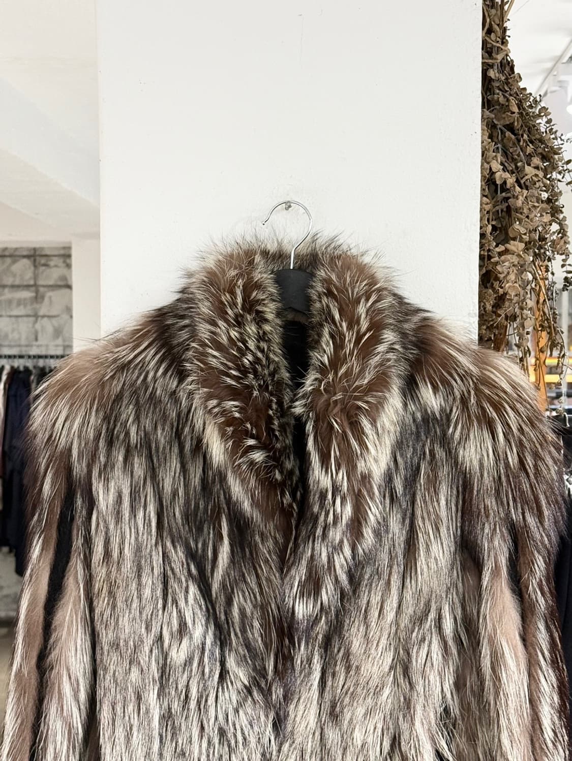 빈티지 실버 브라운 믹스 롱헤어 퍼 자켓 상품이미지4