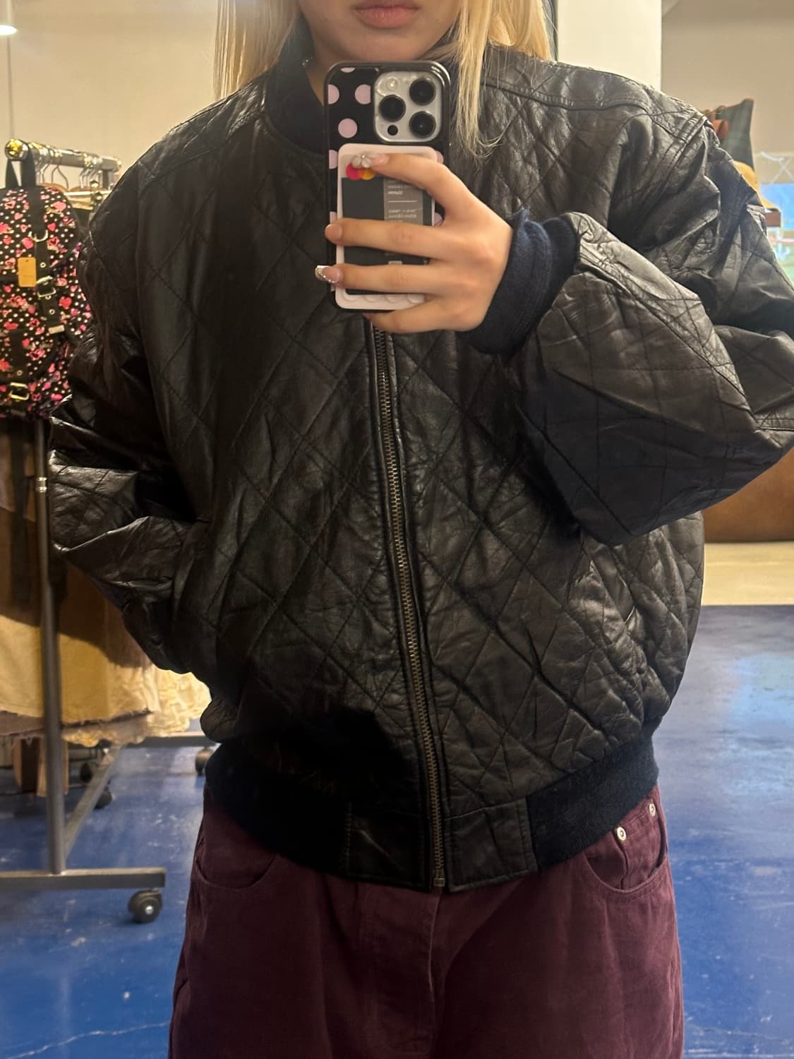 D homme 퀼팅 카우 레더 자켓 상품이미지1