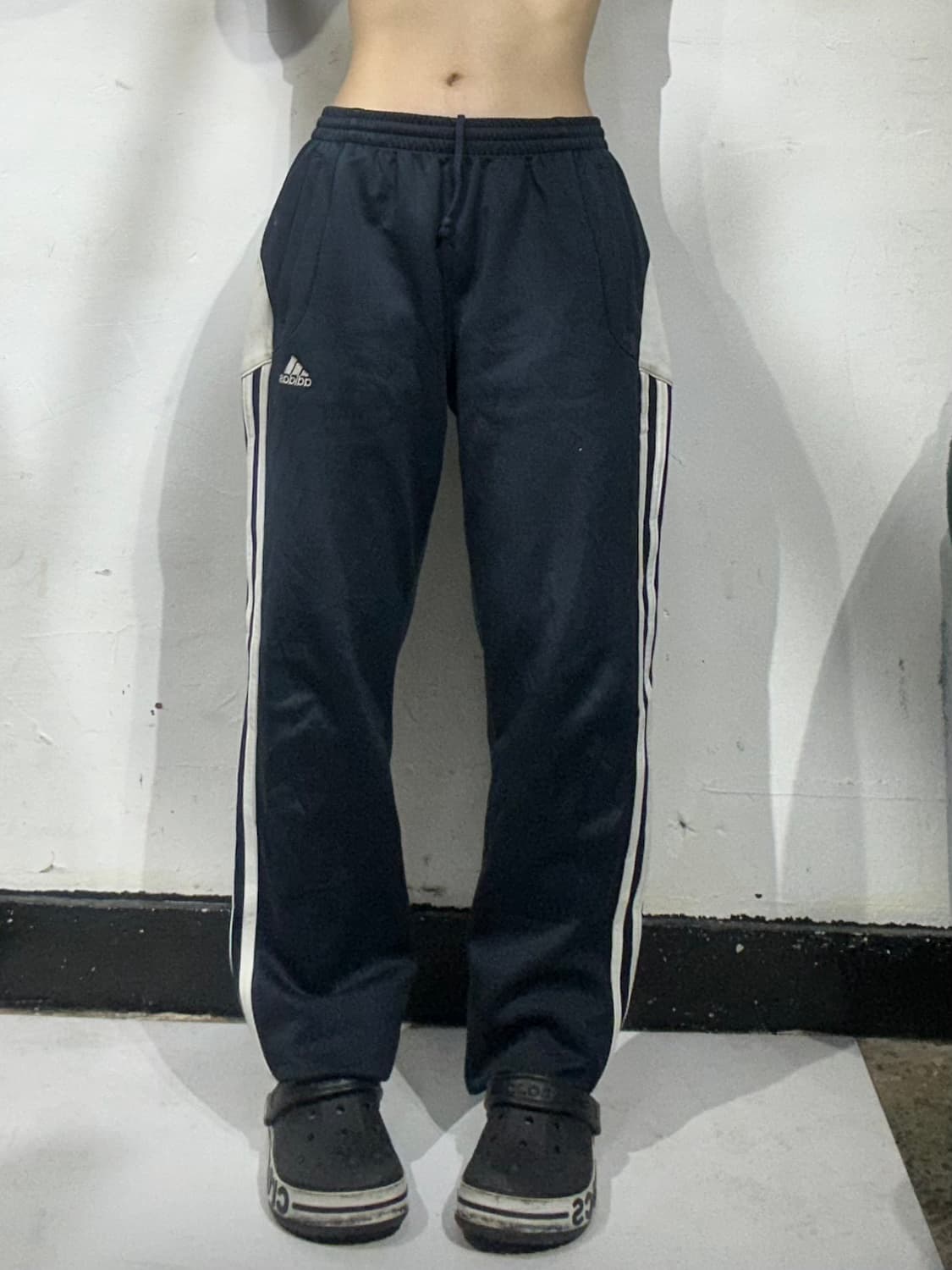 아디다스 와이드 네이비 화이트 삼선 트레이닝 팬츠 M 상품이미지2