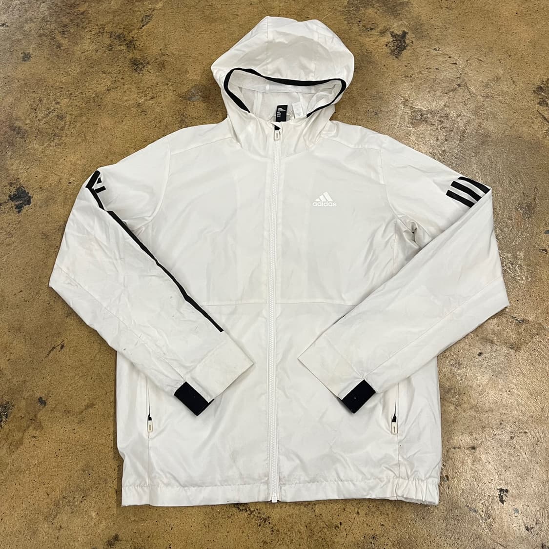 [정품/M] 아디다스 화이트 삼선 후드 바람막이 b19 상품이미지2