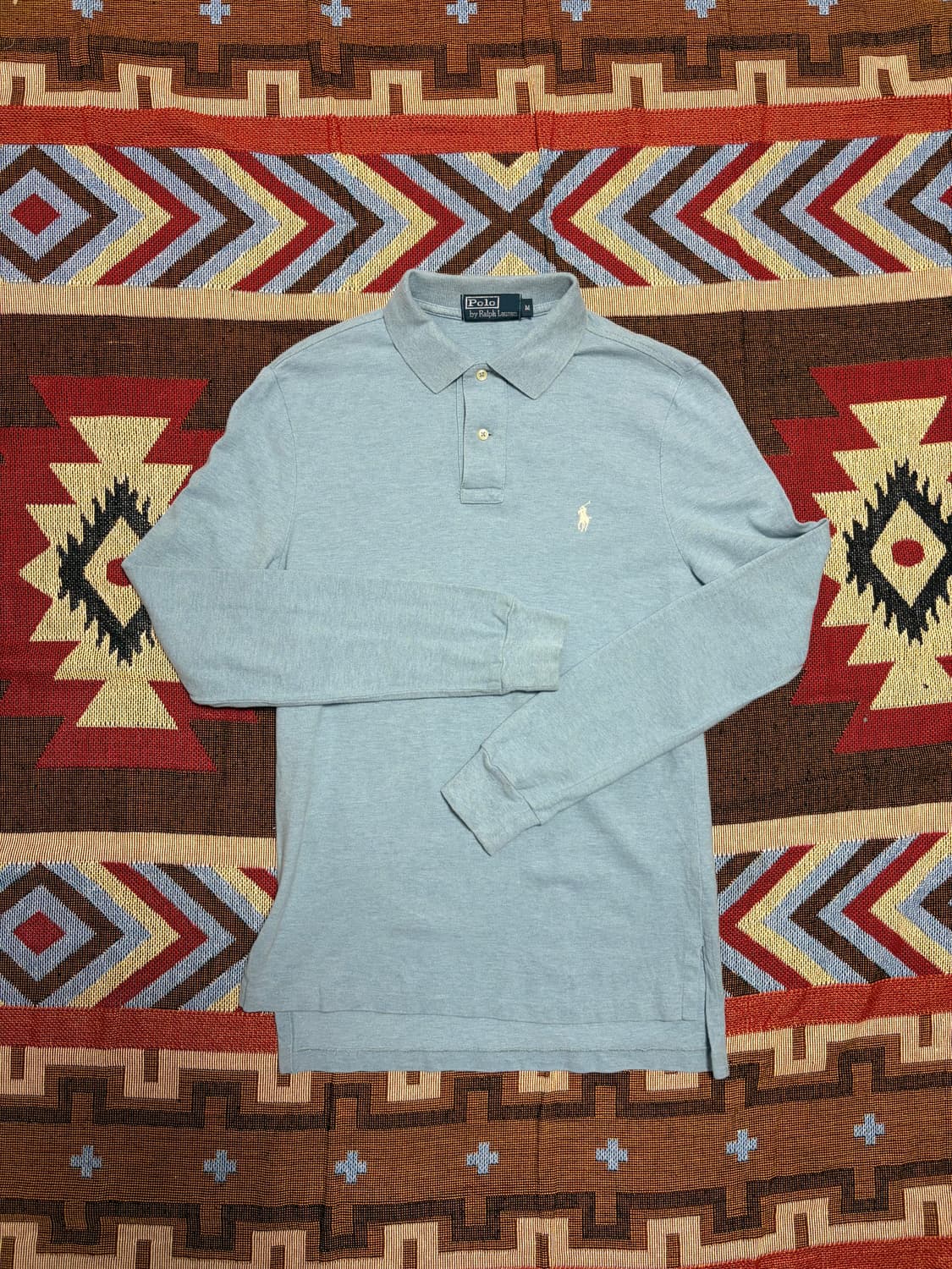 M) 폴로 랄프로렌 긴팔 카라티 PK티 하늘색 상품이미지1