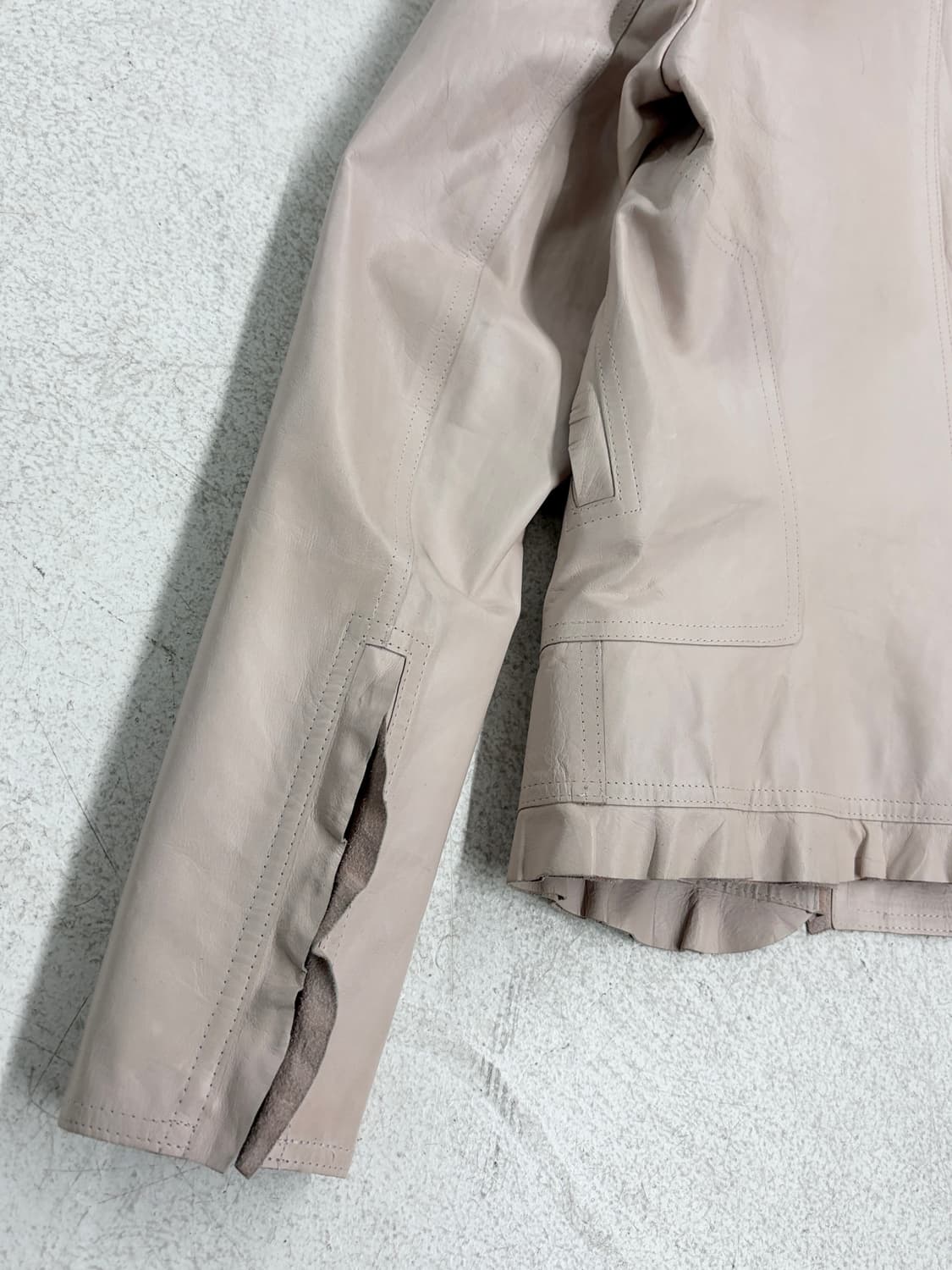 chi sono oi 더블 지퍼 카프 레더 자켓 상품이미지4