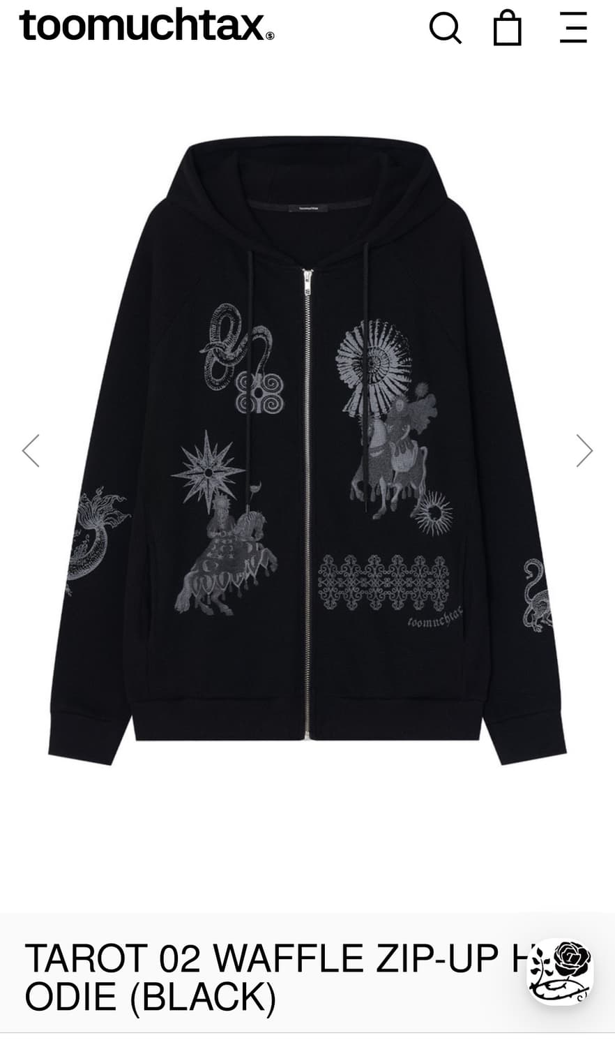 투머치택스 후드집업 TAROT 02 WAFFLE ZIP-UP (택포) 상품이미지1