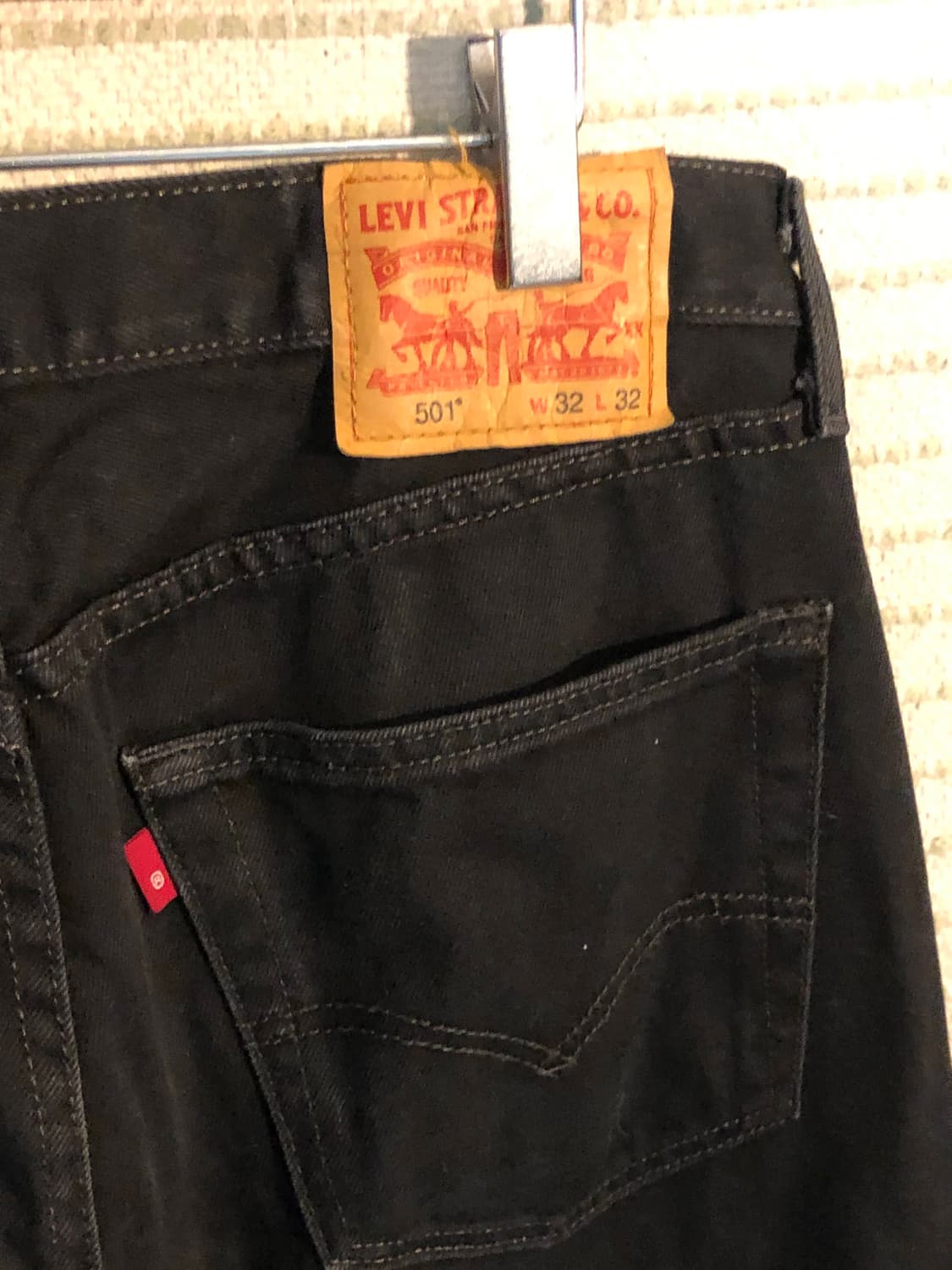 리바이스 501 흑청 데님 블랙진 32x32 상품이미지4