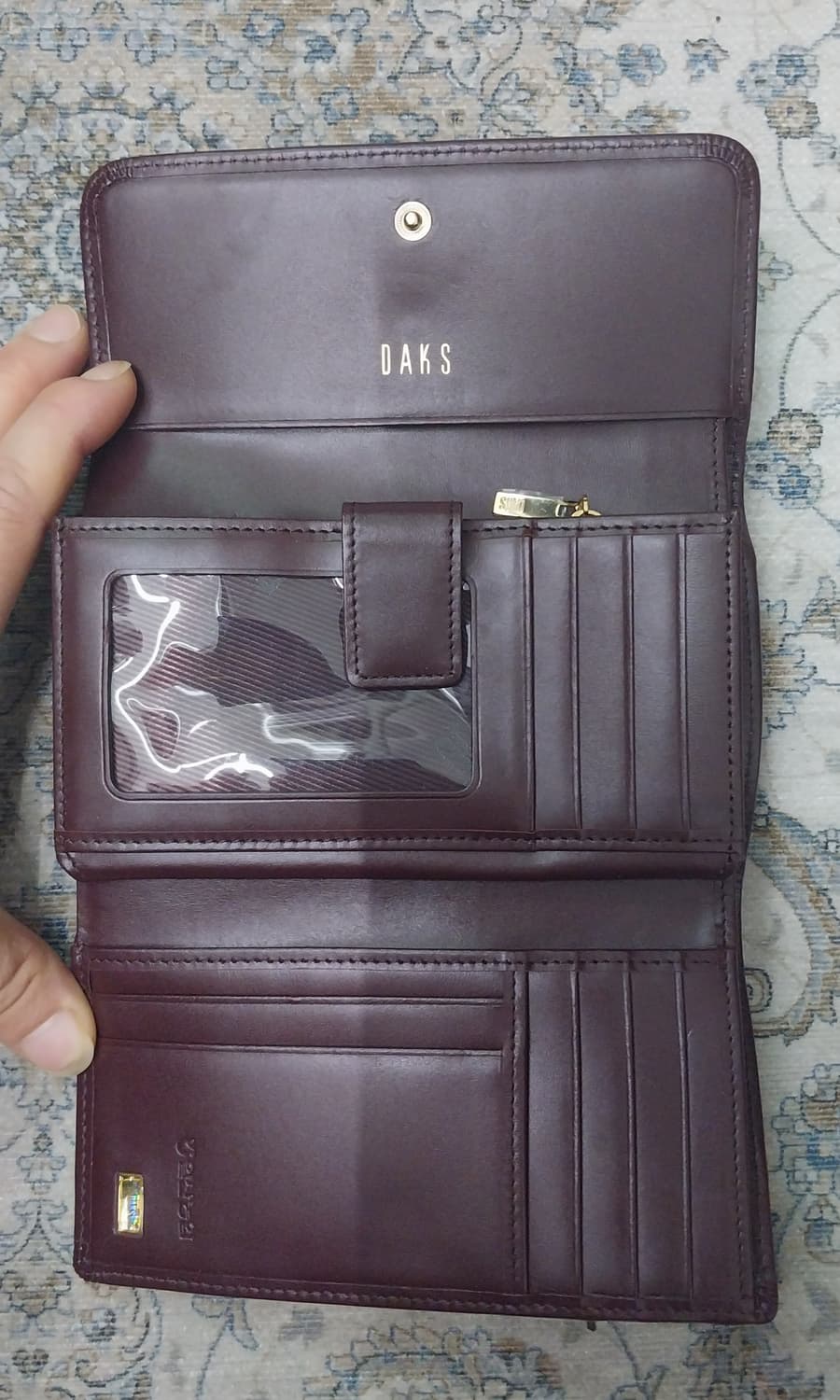 닥스 체크 반지갑 브라운 가죽 상품이미지4