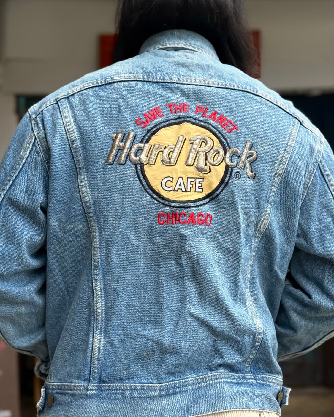 80's Lee x 하드록 카페 데님 트러커 자켓 L 상품이미지10