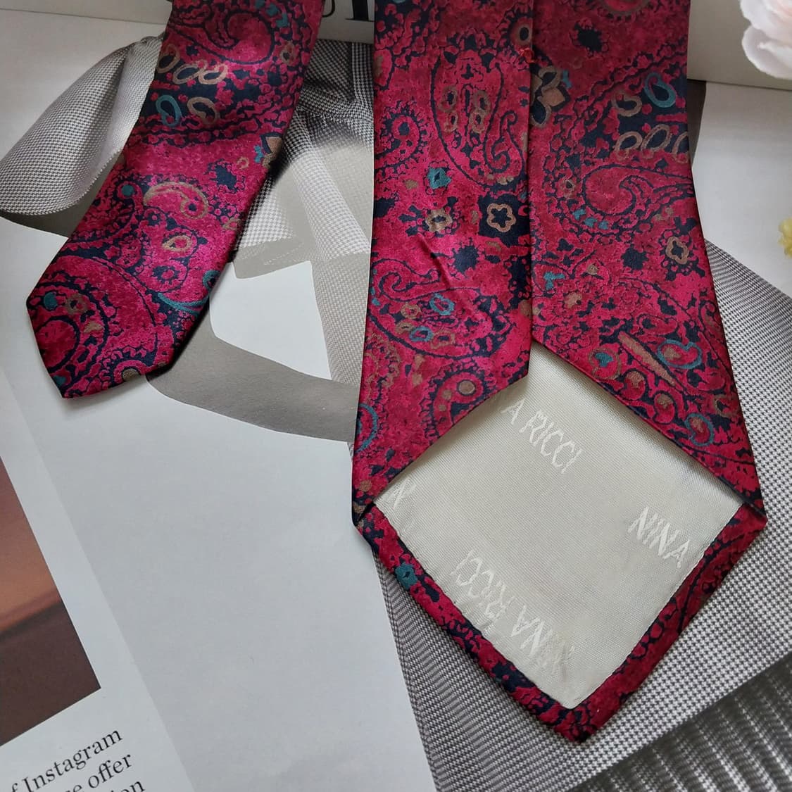 니나리치 실크 진핑크 페이즐리 넥타이 8.2cm A+등급 K1257
 상품이미지6