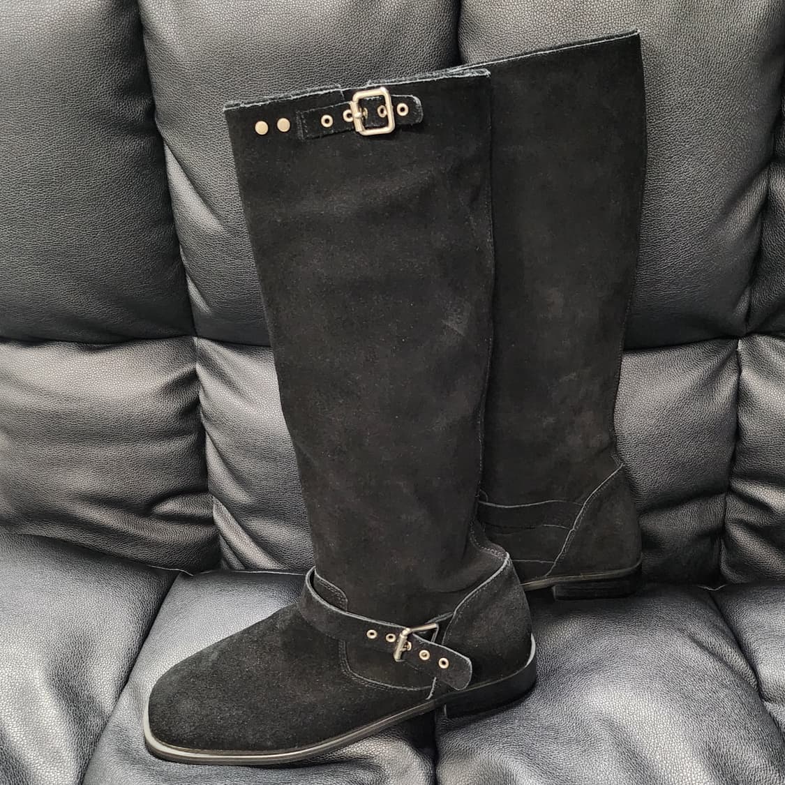 블랙 스웨이드 버클 웨스턴 롱 부츠(245) 상품이미지2