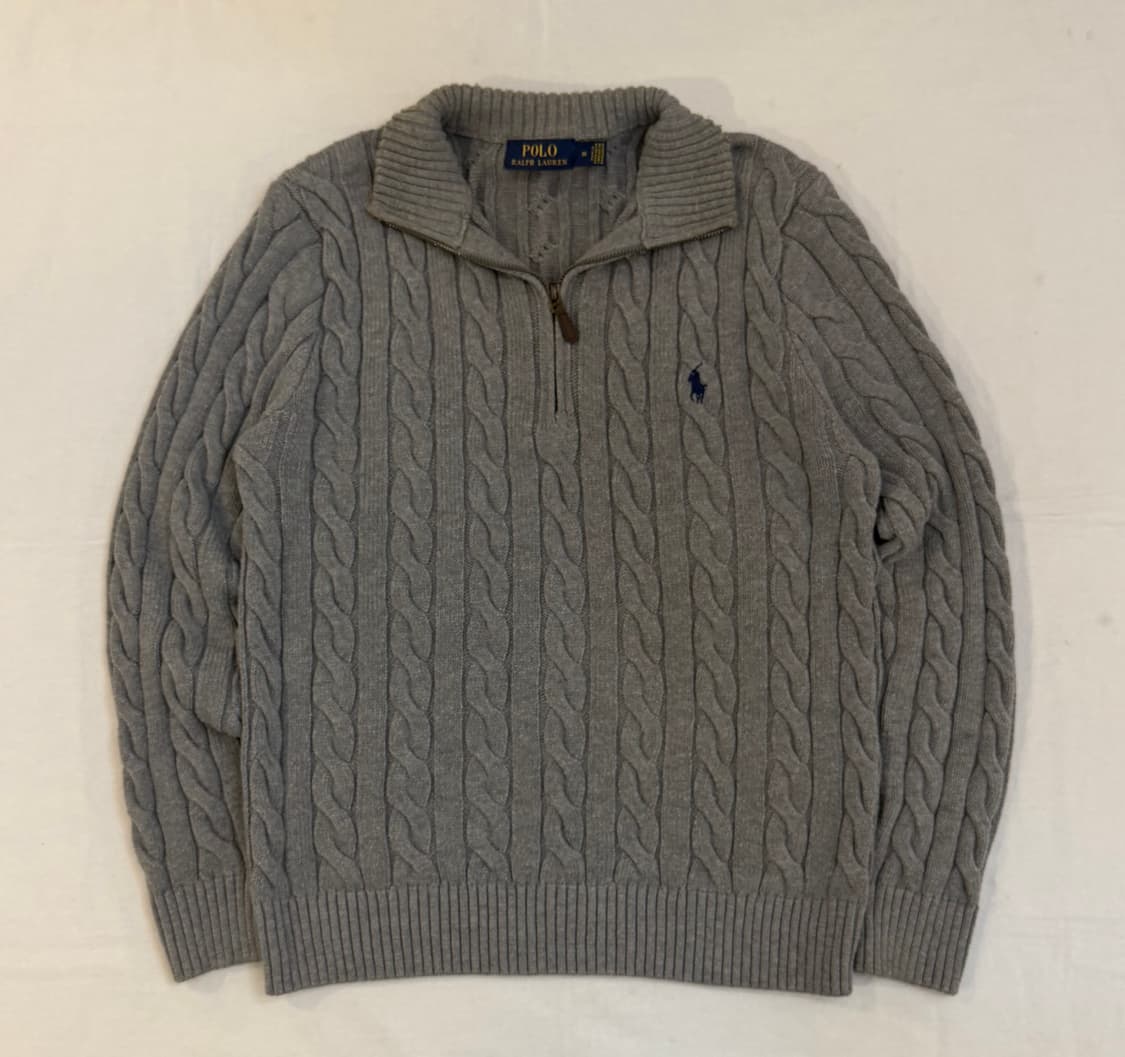 폴로 랄프로렌 반집업 꽈배기 케이블 니트 그레이 상품이미지1